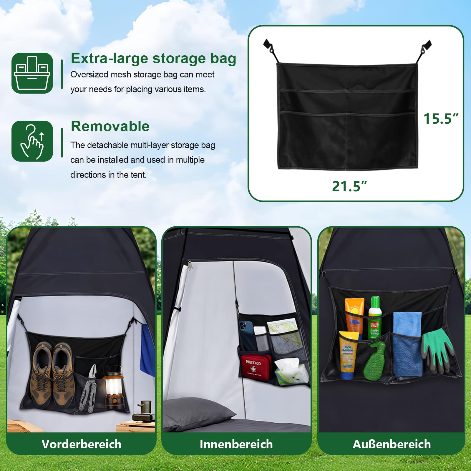 Pop Up Duschzelt Camping anngrowy Toilettenzelt mit Regenschutz und Fenstern, UV50+ Tragbares Umkleidezelt Privatsphäre Toilette Umkleidekabine, Sichtschutz Zelt für Outdoor Wandern Strand