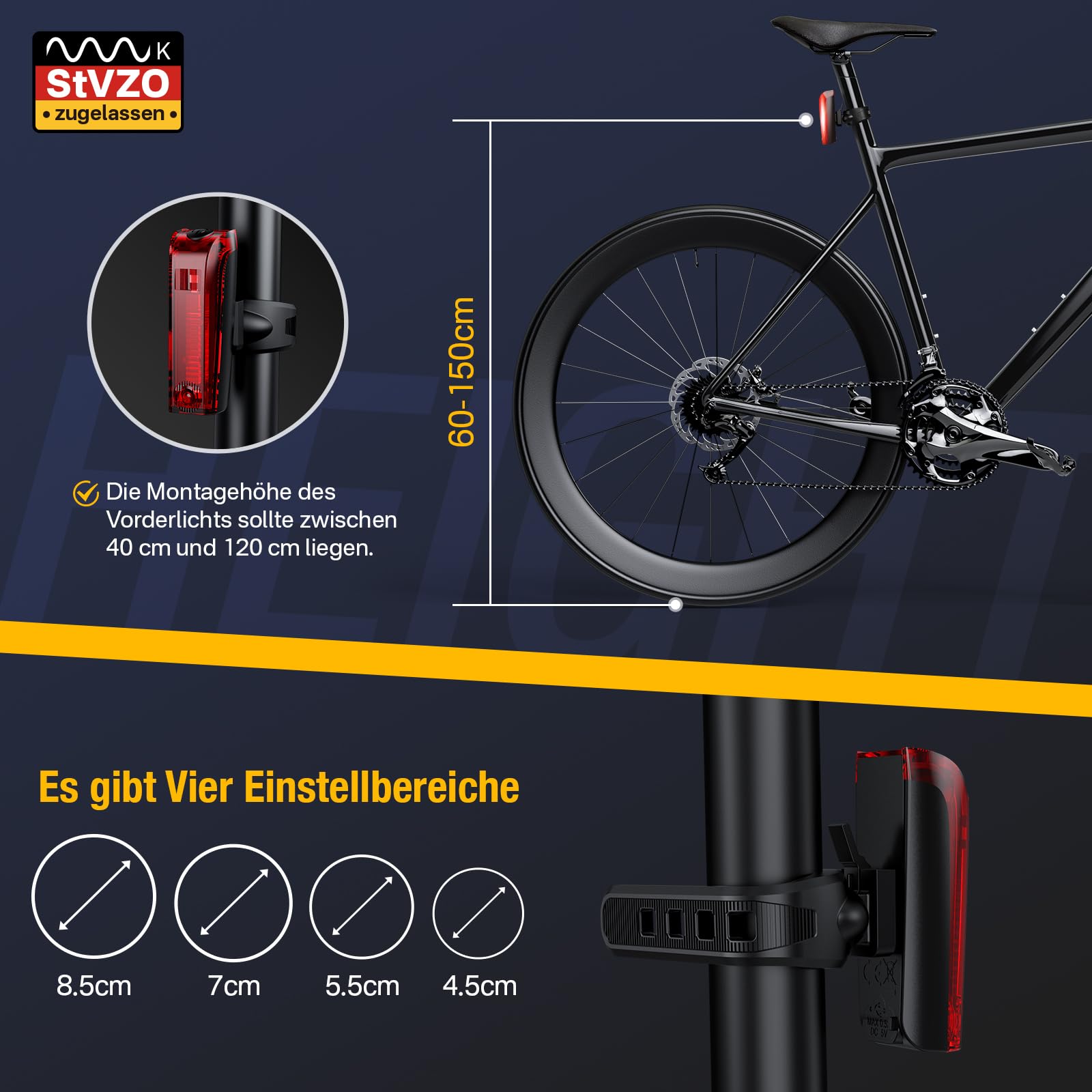 Fahrradlicht Set lichtsensor,Smart Rücklicht mit Bremslicht,Sensor Fahrradlicht StVZO Zugelassen,Integrierte Helligkeitssensor,Fahrrad Frontlicht & Rücklicht für Rennrad,MTB,E-Bike