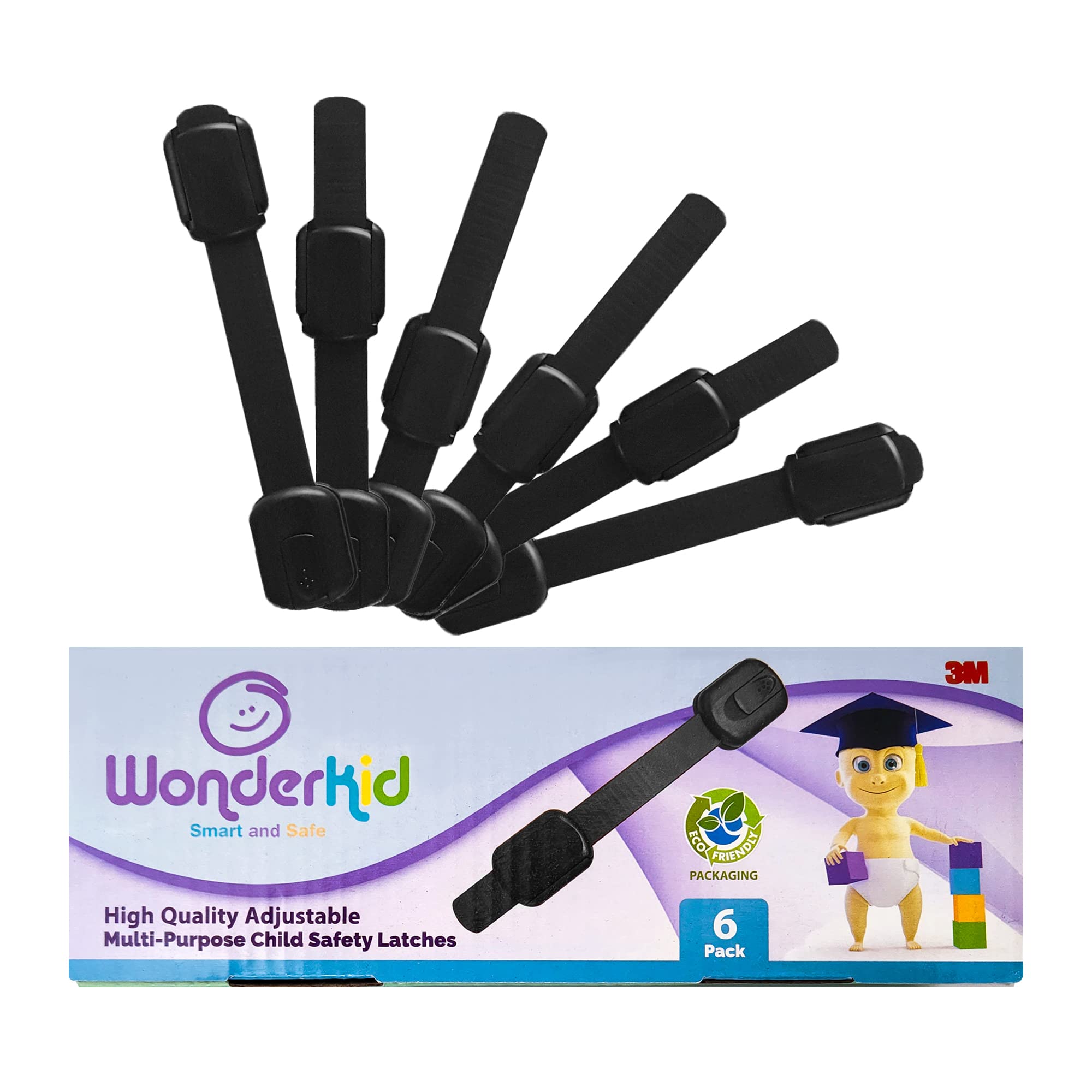 Wonderkid Top calidad ajustable reutilizable, cerraduras de seguridad para niños - pestillos para bebé Proof, armarios, puertas y dispositivos
