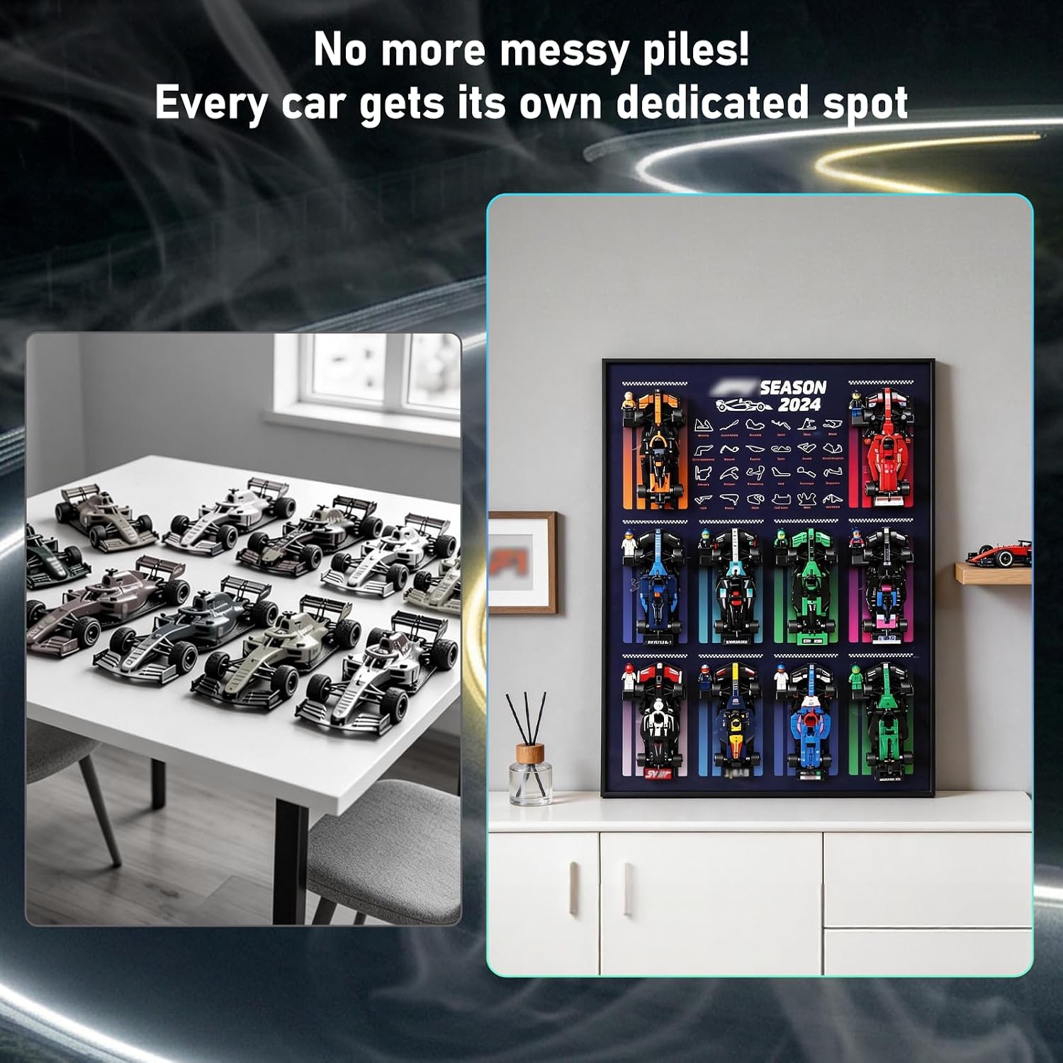 10-in-1 Display Wallboard for Lego Speed Champion, Compatible with 77242, 77243, 77244, 77245, 77246, 77247, 77248, 77249, 77250, 77251, Ideal for Car Enthusiasts（No Car Included）
