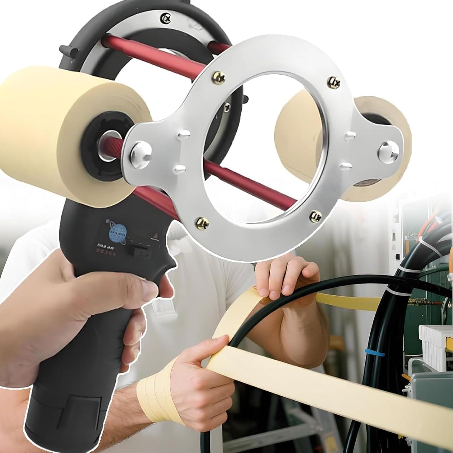 Máquina De Envoltura De Cinta Eléctrica, Rebobinadora De Cinta Compacta, Rebobinadora De Cinta Para Aire Acondicionado, Diámetro Del Orificio 70 Mm, Para Protección De Tuberías, Mazos De Cables Y