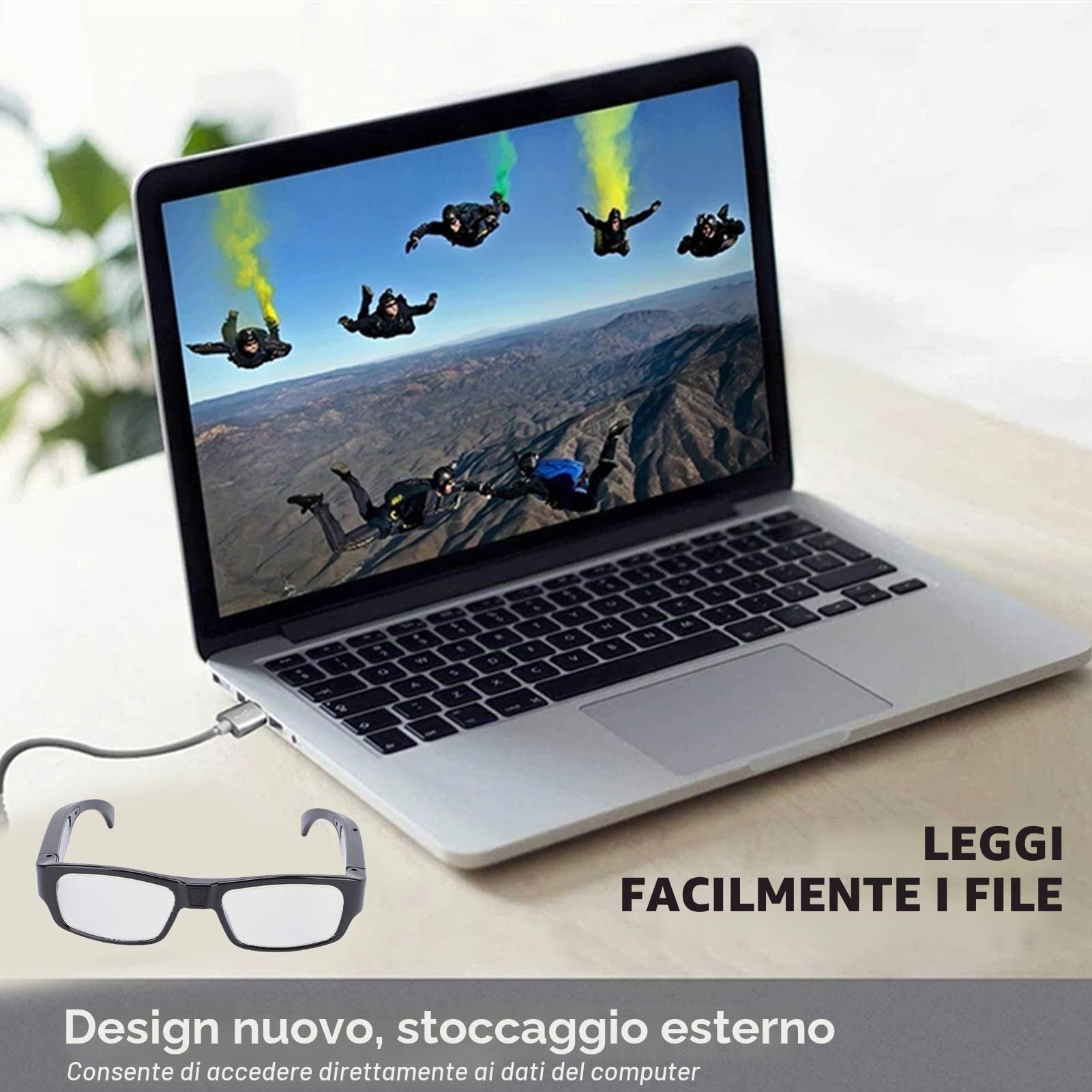 Fockety Occhiali con fotocamera, occhiali con registrazione video HD 1080P, sportivi con fotocamera e audio, batteria da 2 ore, indossabili leggeri per ciclismo