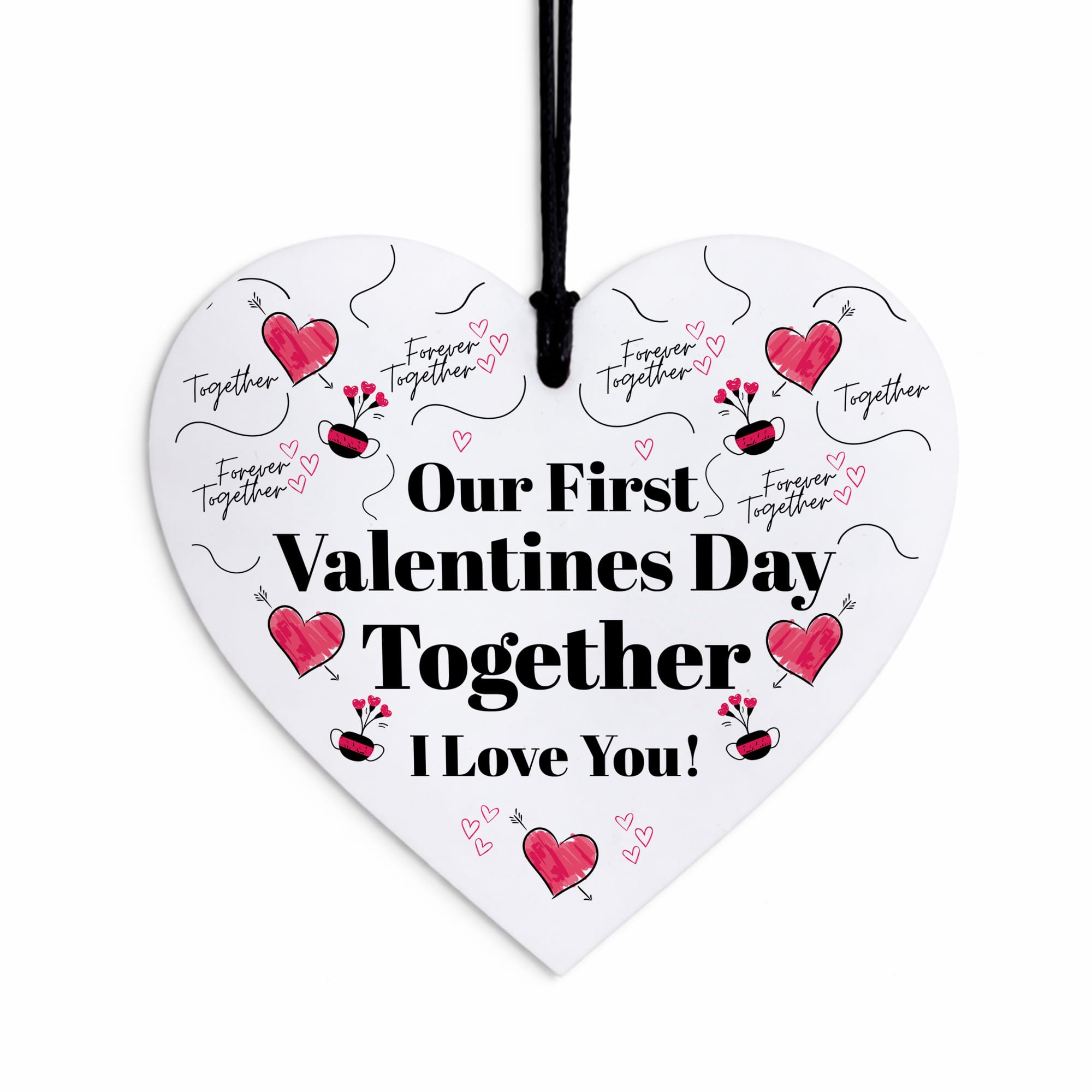 Red Ocean Our First Valentines Day Together Gift Acrylic Heart Plaque Gift For Girlfriend Boyfriend Him Her Romantic Gift For Partner Keepsake