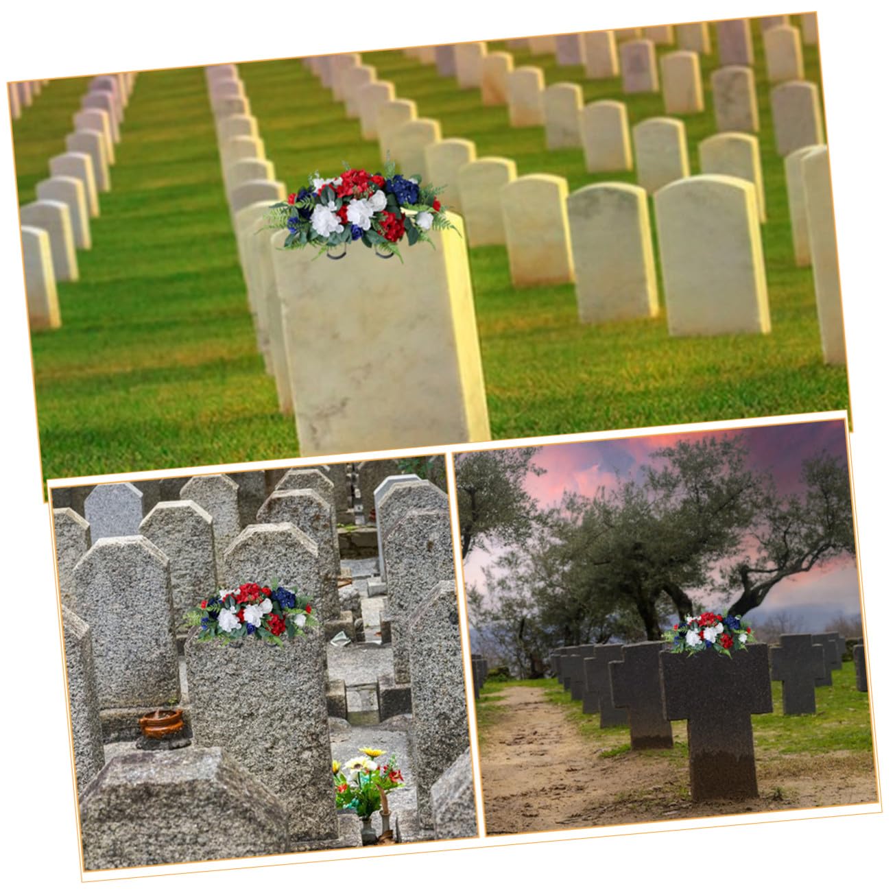 Fleurs Artificielles pour Cimetière Décoratives, Légères et Résistantes la Décoloration Extérieure, Adaptées aux Tombes et Pierres Tombales Ambiance Élégante et Solennelle