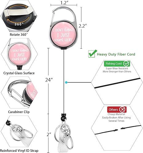 Miniatura 125 de Funny Chicken Badge Holder with Retractable Reel ID Card Badge Case with Carabiner Clip Heavy Duty Vertical Card Name Tag Badge Protector Cover for