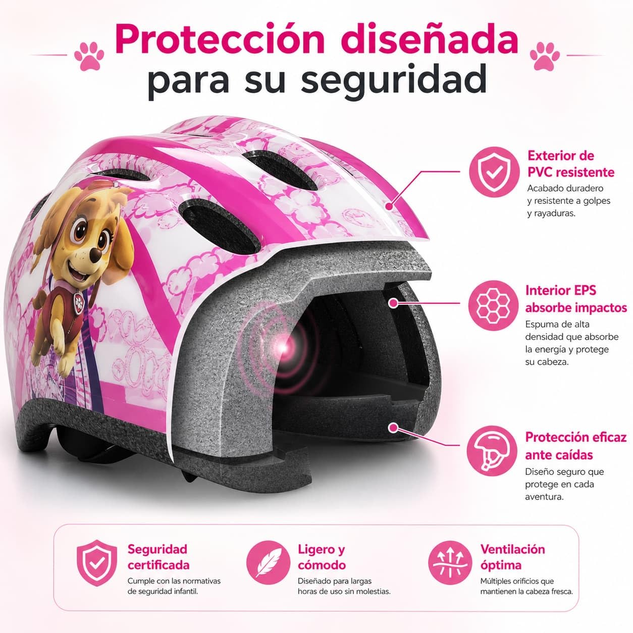 TOIMSA 10896 Casco Skye, Niñas, Rosa, Talla única
