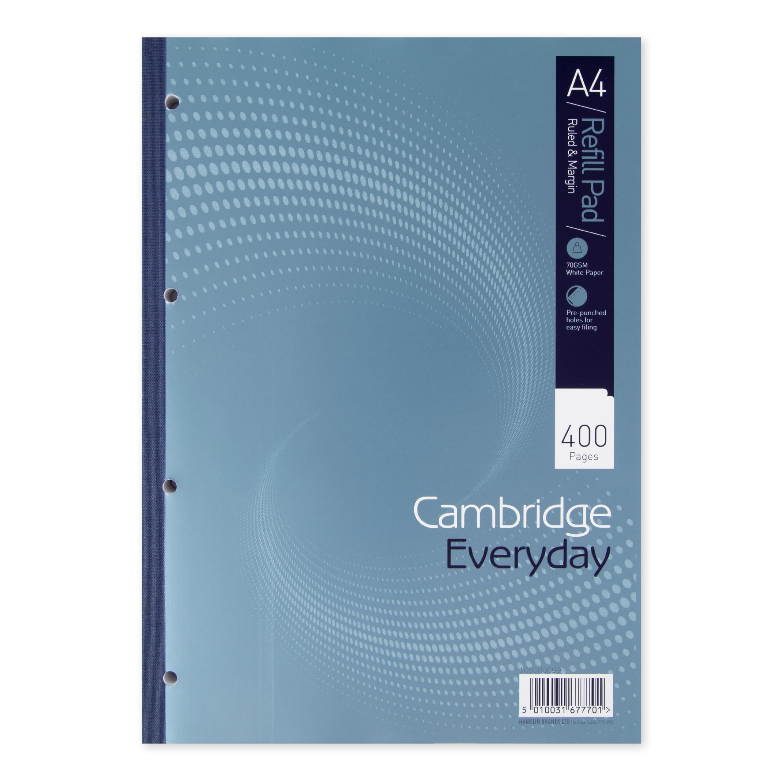 Cambridge Lined Paper A4 Refill Pad, Ruled and Margin, 400 Page, Single