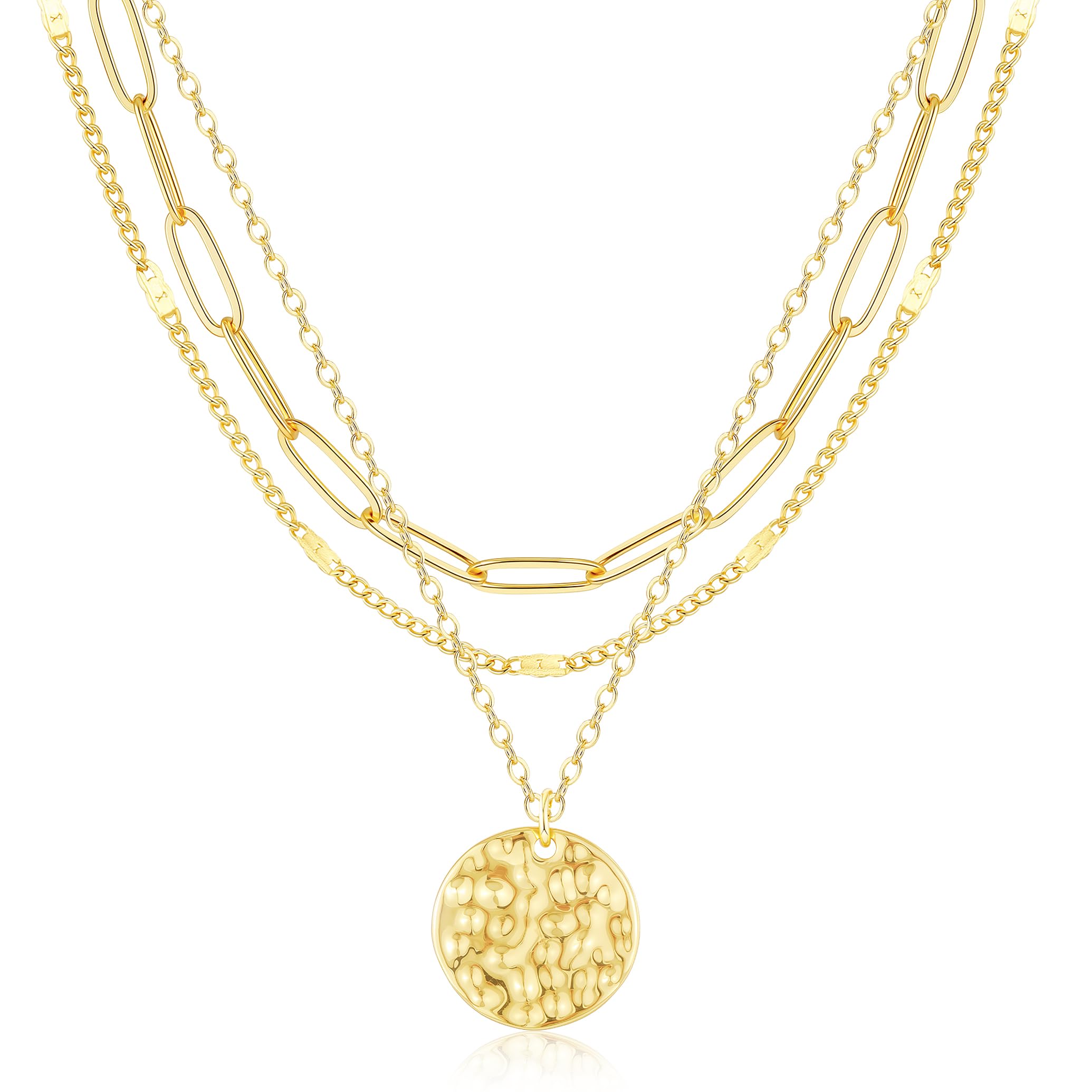 Layered Gold Necklace for Women 14K Gold Plated Necklace Stack for Women Dainty Adjustable Gold Necklace Set