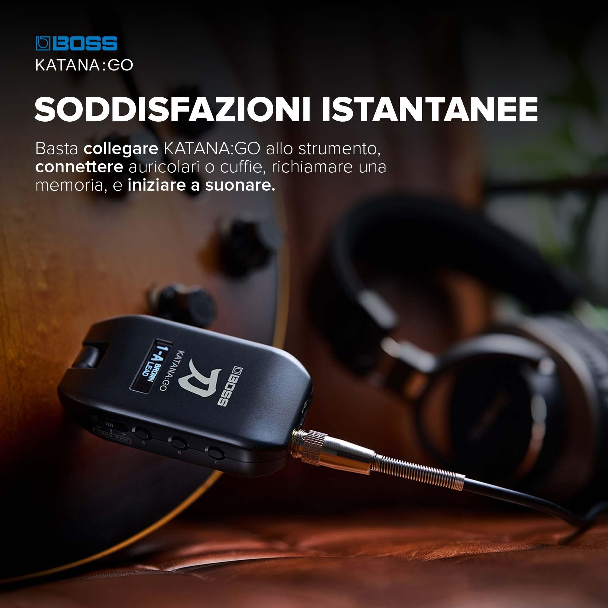 BOSS KATANA:GO Amplificatore per Cuffie per Chitarra e Basso con Timbri Katana e Tecnologia Spazi Acustici