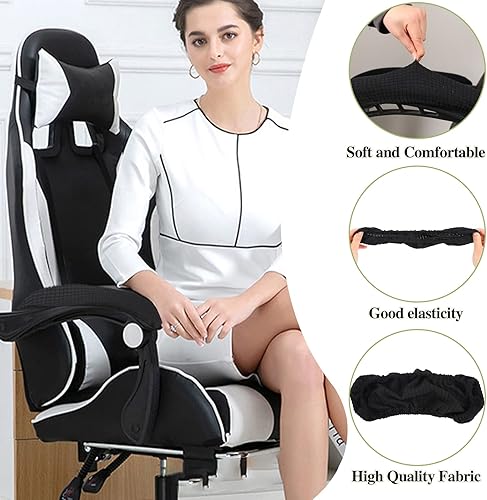 Miniatura 6 de Fundas para reposabrazos de silla de oficina, 2 fundas extraíbles para reposabrazos de oficina, fundas elásticas para reposabrazos de silla,