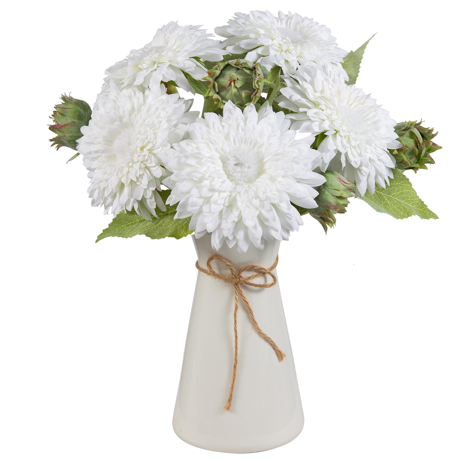 Tournesols artificiels en soie blanche 43 cm fausses fleurs pour composition florale
