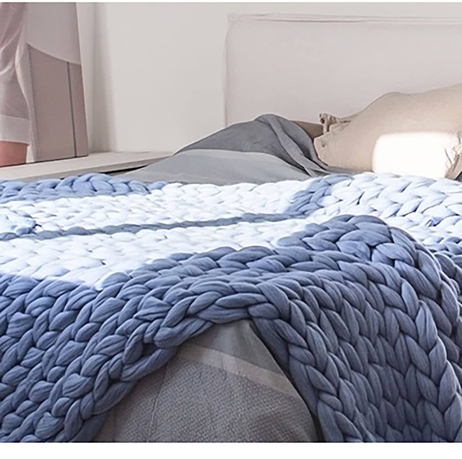 HHZY Coperta a Maglia Grossa Coperta in Filato di Ciniglia Fatta a Mano Plaid Morbida e Accogliente per Letto, Divano, Decorazioni per la Casa