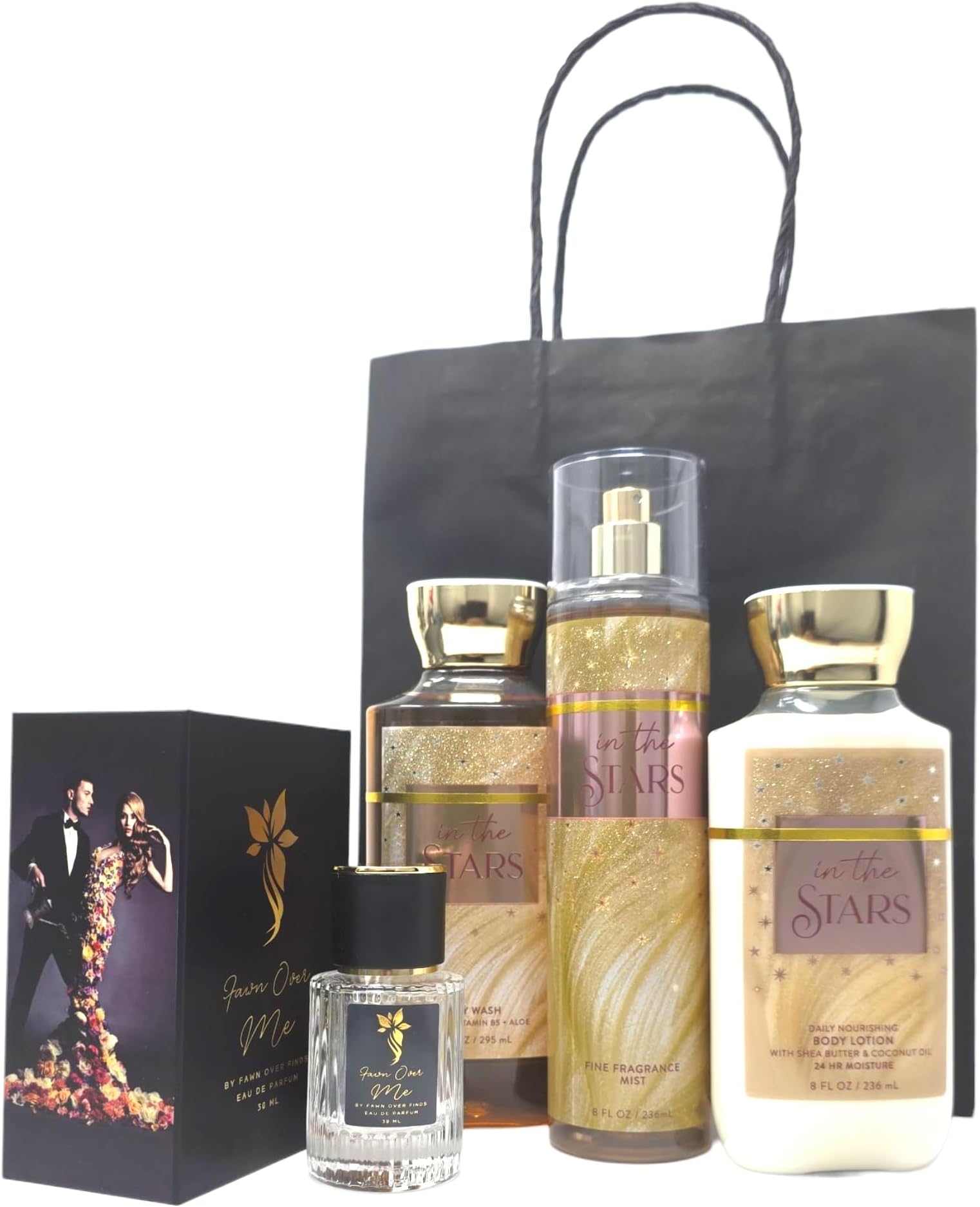 Bath And Body In The Stars Gift Bundle With Fawn Over Me Perfume And Gift Bag (Inthestars - Lotion,Gel,Mist)