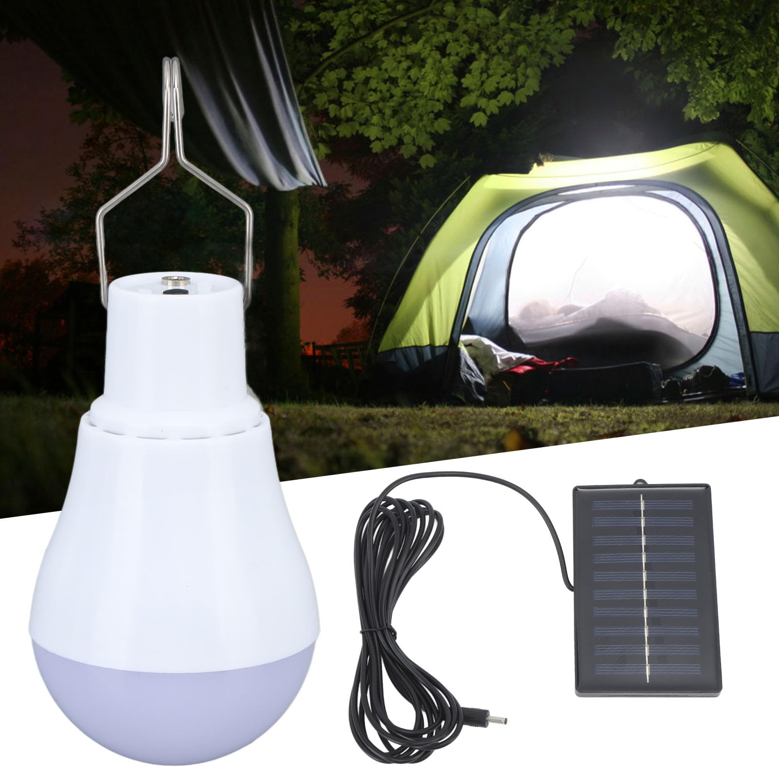 Lampe Lanterne Solaire LED Rechargeable Pour Camping - Ampoule Intérieur/extérieur Avec Panneau