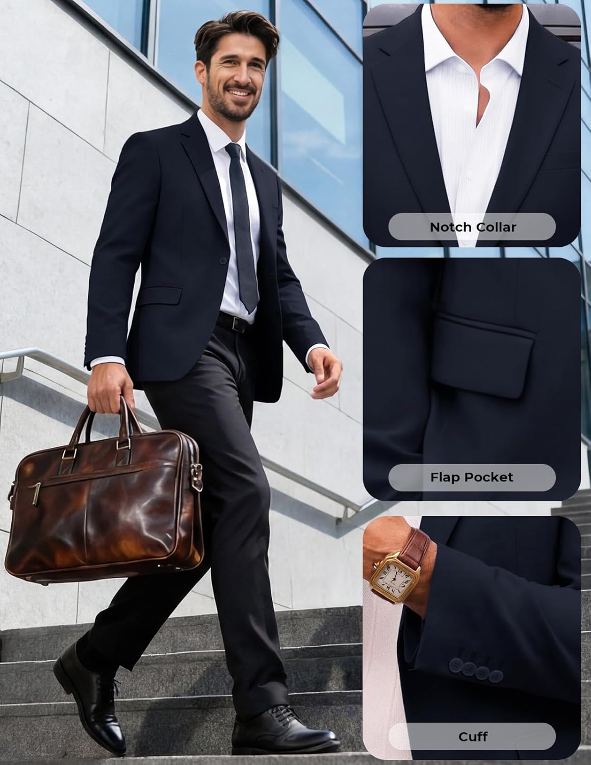 PJ PAUL JONES Men's Lightweight Sport Coat Casual One Button Blazer Breathable Sportcoat - Image 4