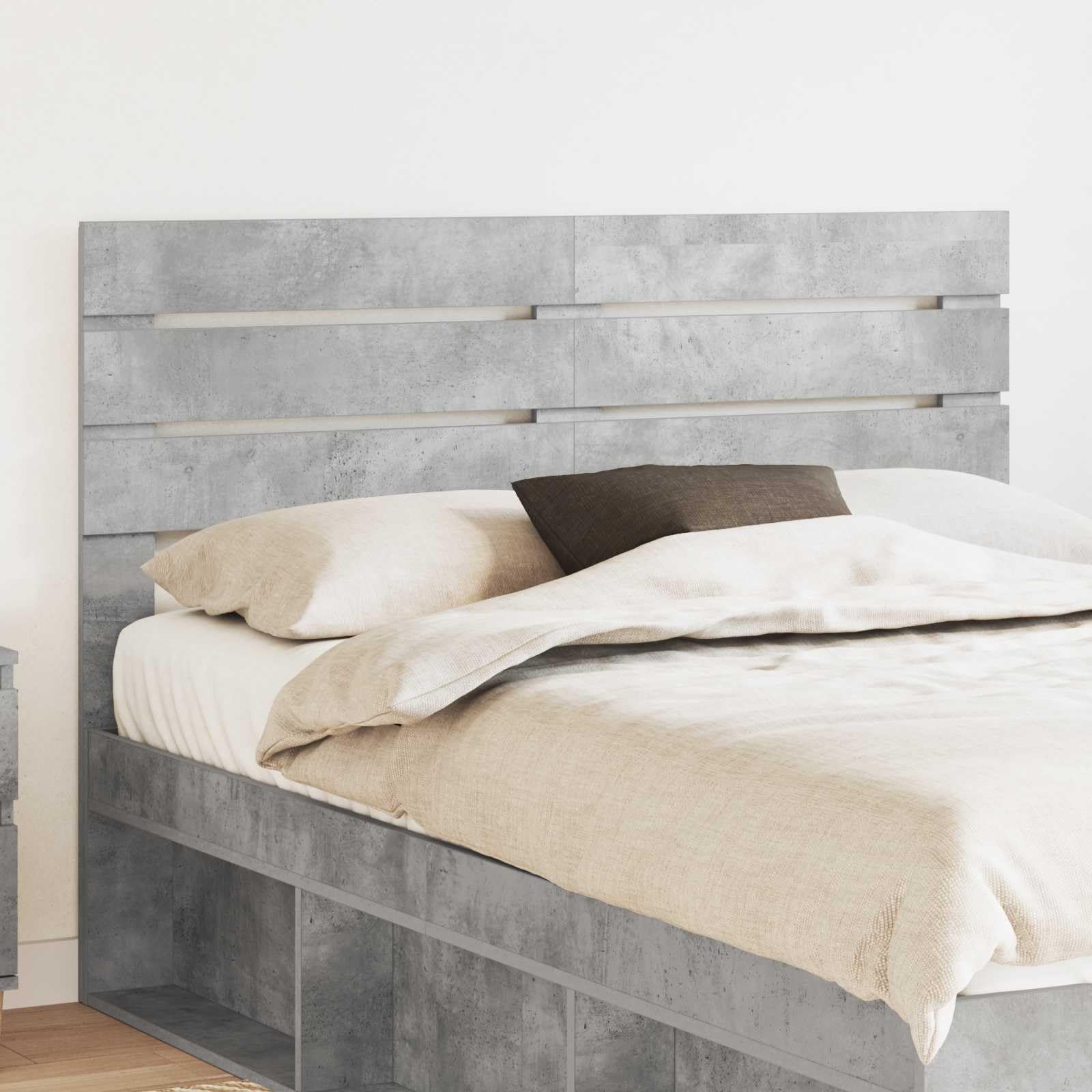 vidaXL Cabecero Gris Concreto Madera contrachapada, Cabecera Moderna y Rectangular, Toque Chic para tu Dormitorio, solución Sencilla para el Descanso