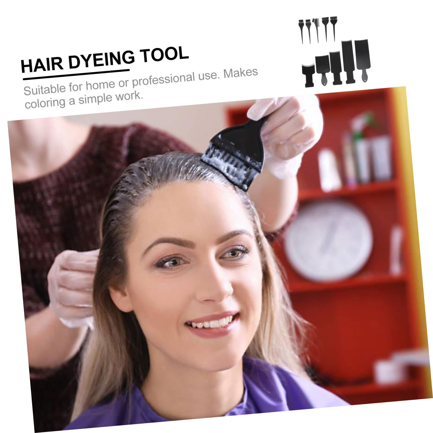 10 Stück Haarfärbebrett und Pinsel aus Kunststoff mit Gutem Deckvermögen für Salon und Zuhause in Schwarz zum Haare Färben