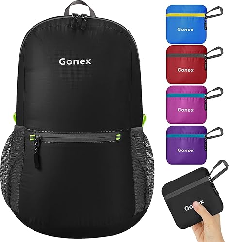 Miniatura 9 de Mochila de viaje ultraligera de Gonex, práctica, resistente al agua, para escuela, senderismo, camping, ciclismo, etc. Plegable, 5,3 galones