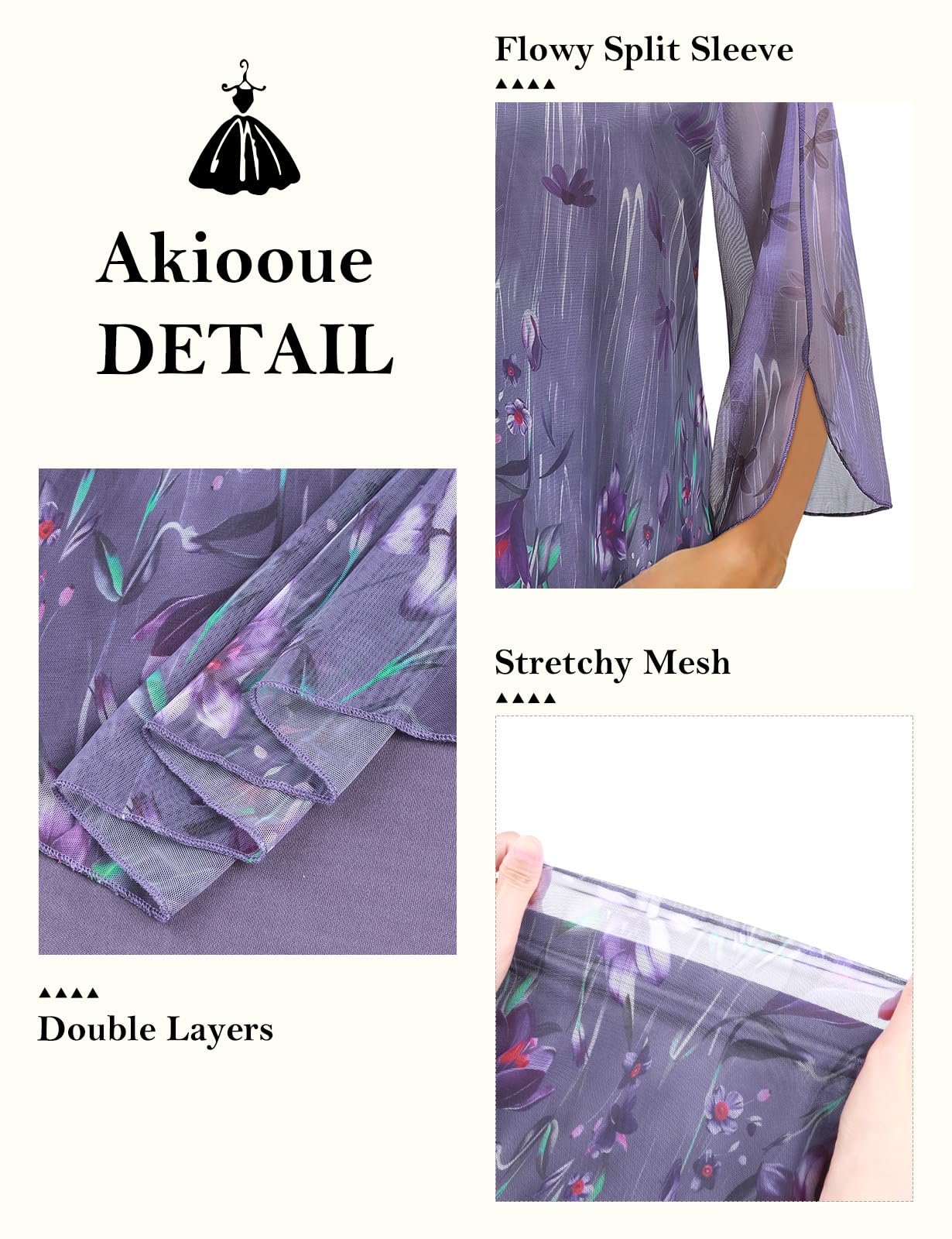 Syphiby Blusas para mujer, con volantes, manga 3/4, holgadas, cuello cuadrado, gasa, camisas de malla de doble capa, tallas M-3XL