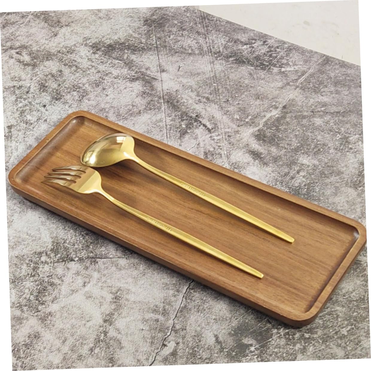 Bandeja de Madera Acacia Rectangular 28x10,5 Cm para Servir Té y Aperitivos, Frutero Decorativo para Mesa, Juego 2 Piezas, Adecuado para Fiestas y Desayuno