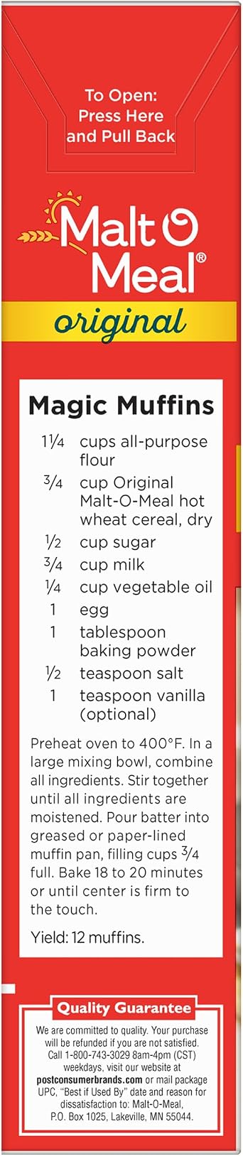 Malt-O-Meal, Original Malt-O-Meal Hot Breakfast Cereal, Quick Cooking, 28 Ounce – 1 count | Creamy Texture, Ready In Minutes And An Excellent Source Of Iron And Folate, Quick Breakfast in Minutes
