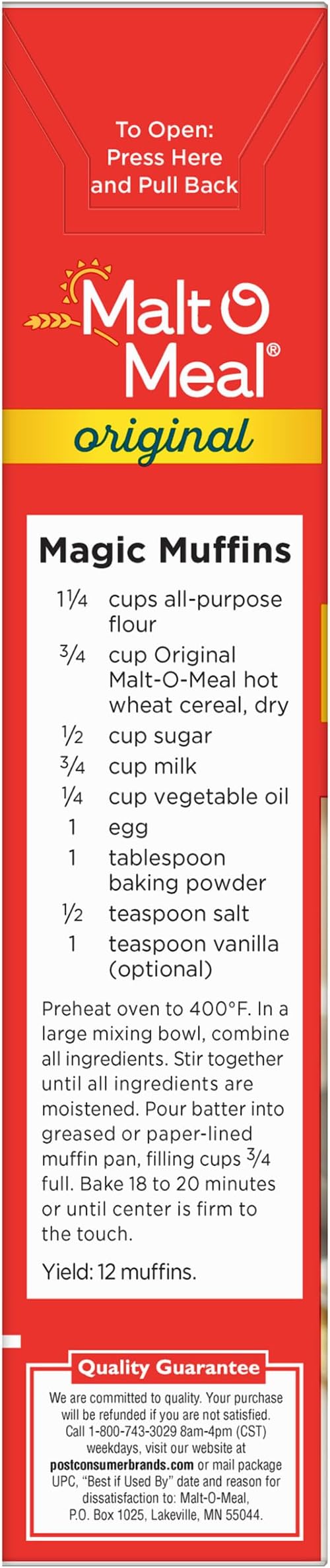 Malt-O-Meal, Original Malt-O-Meal Hot Breakfast Cereal, Quick Cooking, 28 Ounce – 1 count | Creamy Texture, Ready In Minutes And An Excellent Source Of Iron And Folate, Quick Breakfast in Minutes