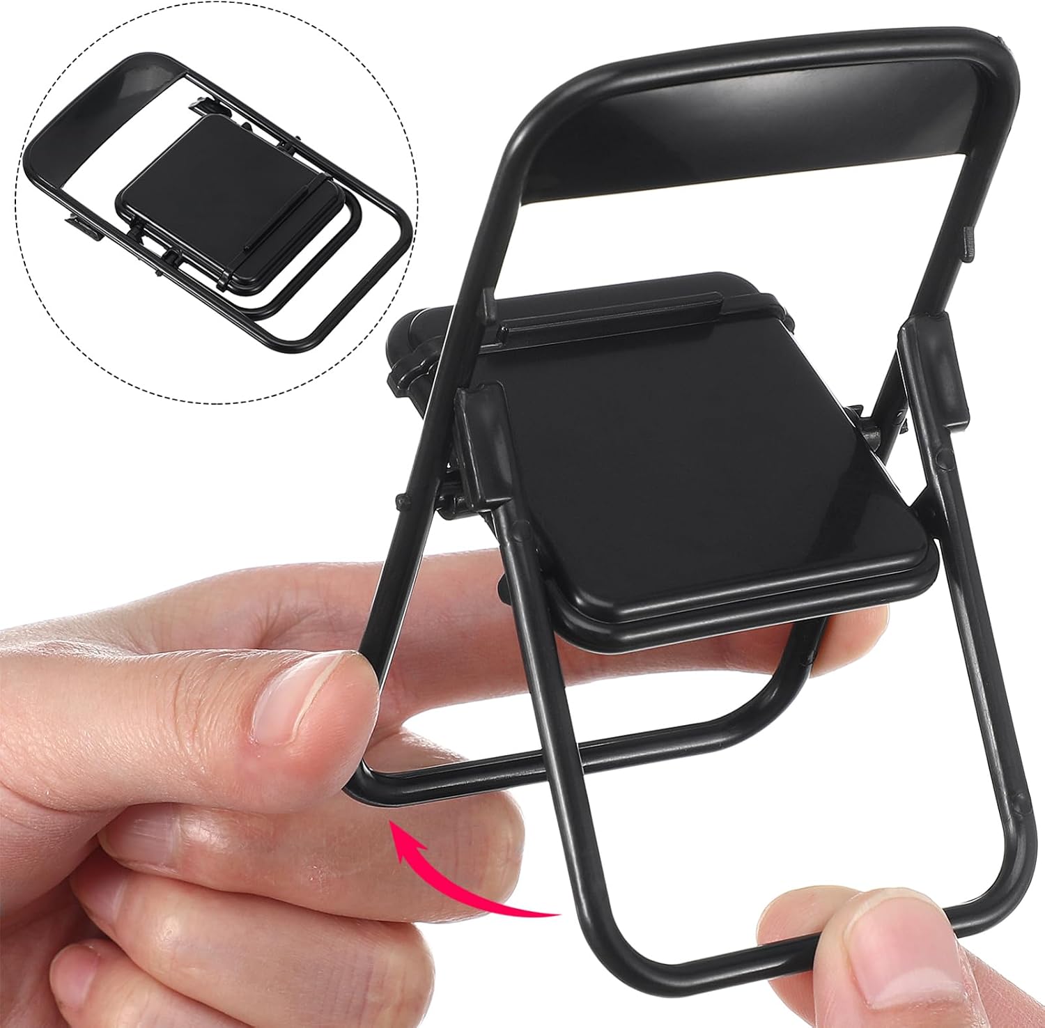 DOITOOL Mini Folding Chair Phone Stand Holder: 12 PCS Doll House Folding Chair Models 1:6 Scale Miniature Foldable Chairs Mini Plastic Chairs for Dollhouse Decoration