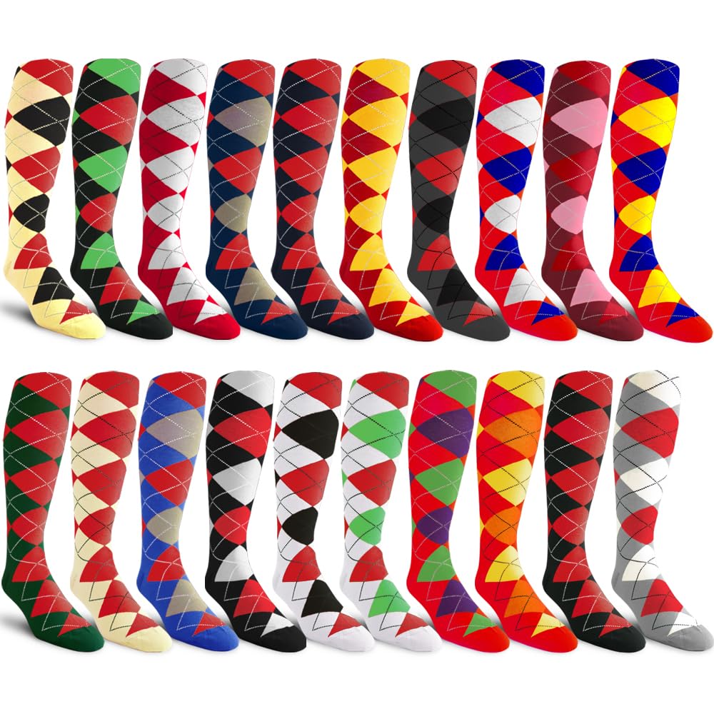 Amazon.com: Golf Knickers Colorful Knee High Argyle Cotton Socks
