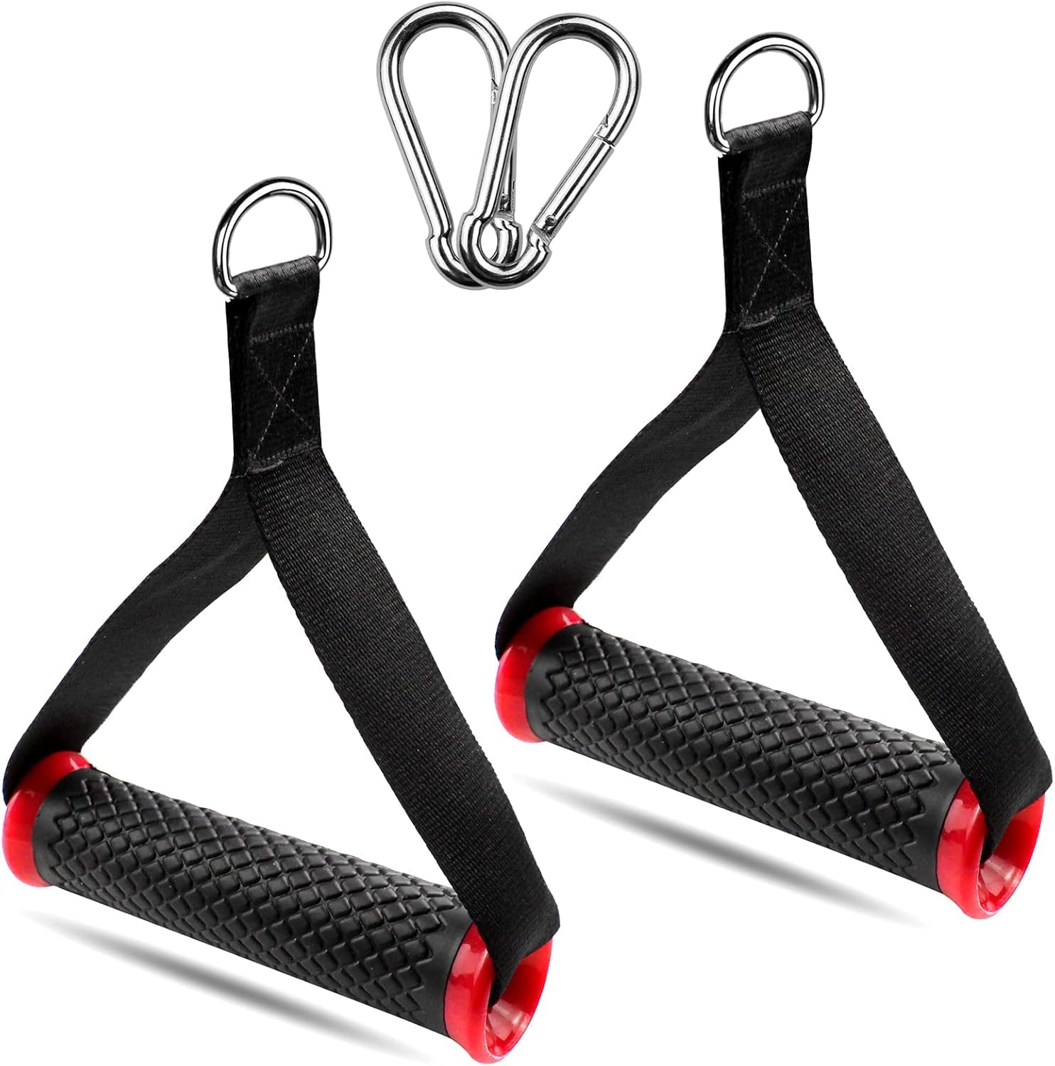STRIVE FIT Heavy Duty Gym Handles for Cable Machines & Resistance Bands – Non-Slip Grip, Solid ABS Core, Welded D-Rings – Workout Accessories (1 Pair + 2 Snap Hooks)-image-7