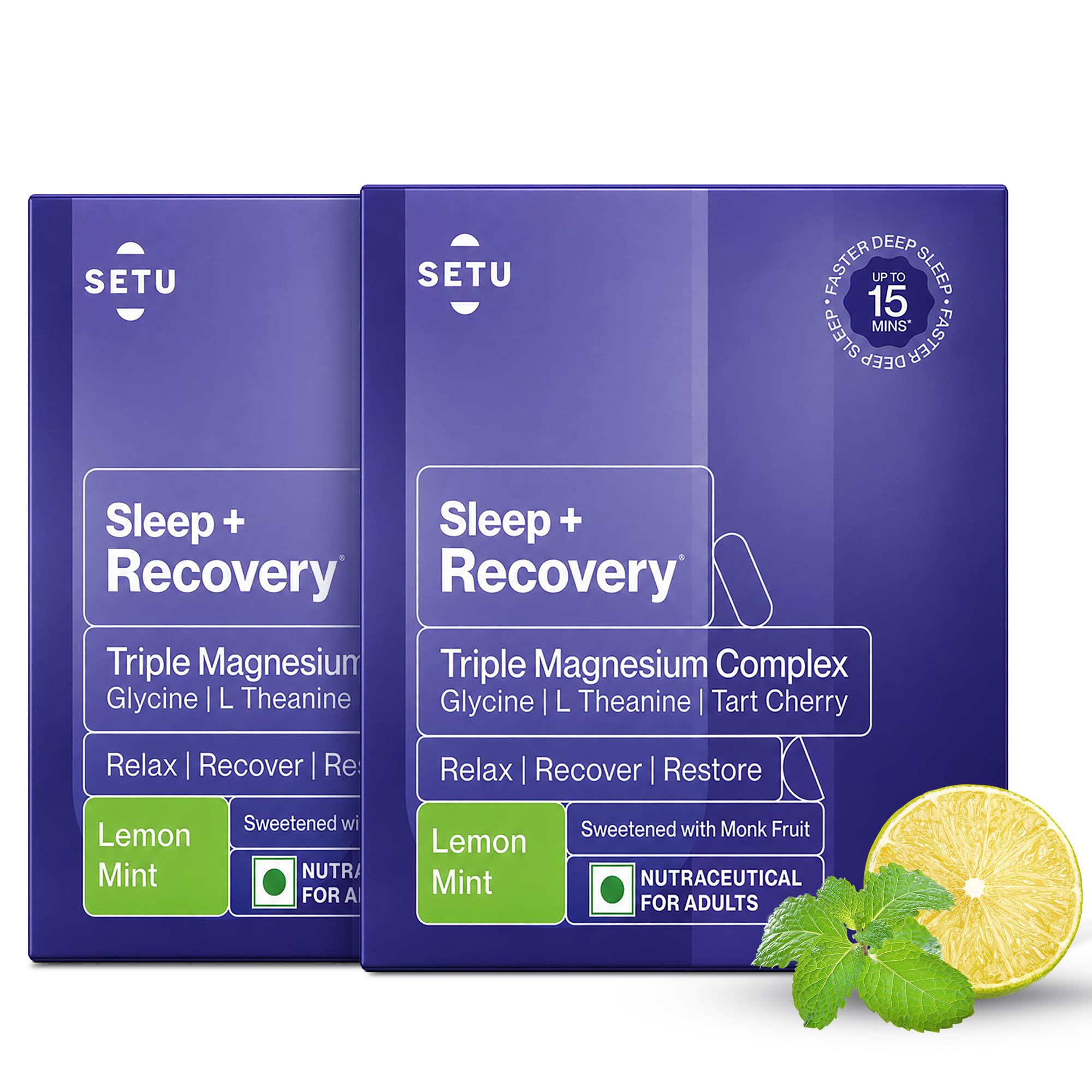 Setu Sleep + Recovery | Triple Magnesium Complex for Relaxation and Recovery | Lemon Mint Flavor | 30 Sachets-picture-45