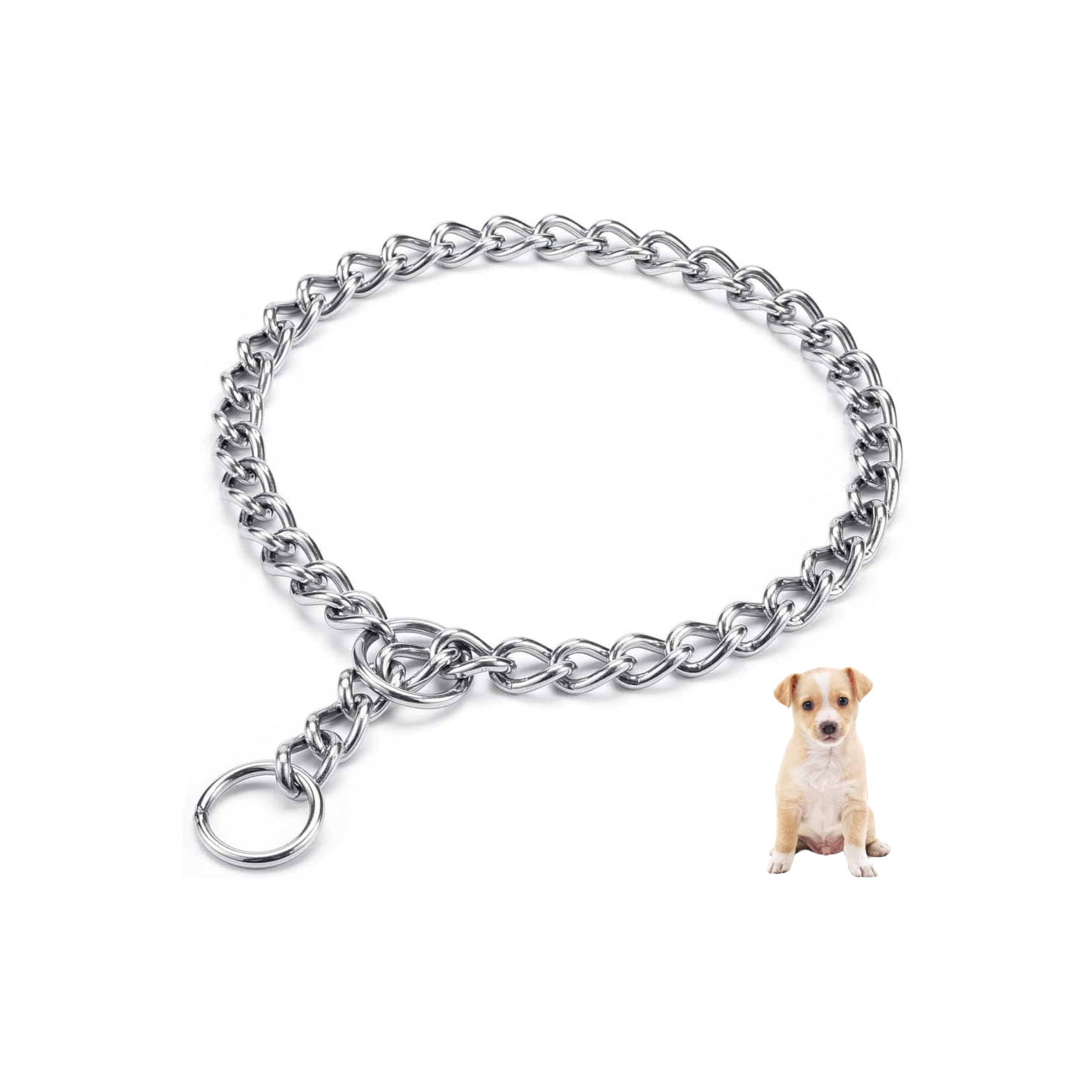GUPERMAC Dog Chain Collar (Made in USA) 304 Stainless Steel Metal Chew Proof Dog Necklace Anti Winding Dog Leash Extension Lead for Small Medium Large and Extra Large Dogs Training (Medium 20'')