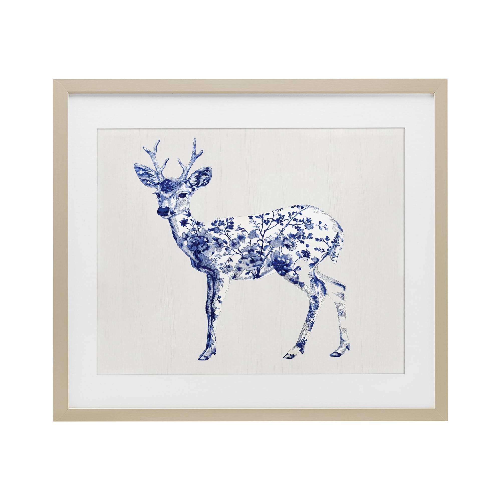 'Graceful Toile Deer'| Framed Print Under Glass