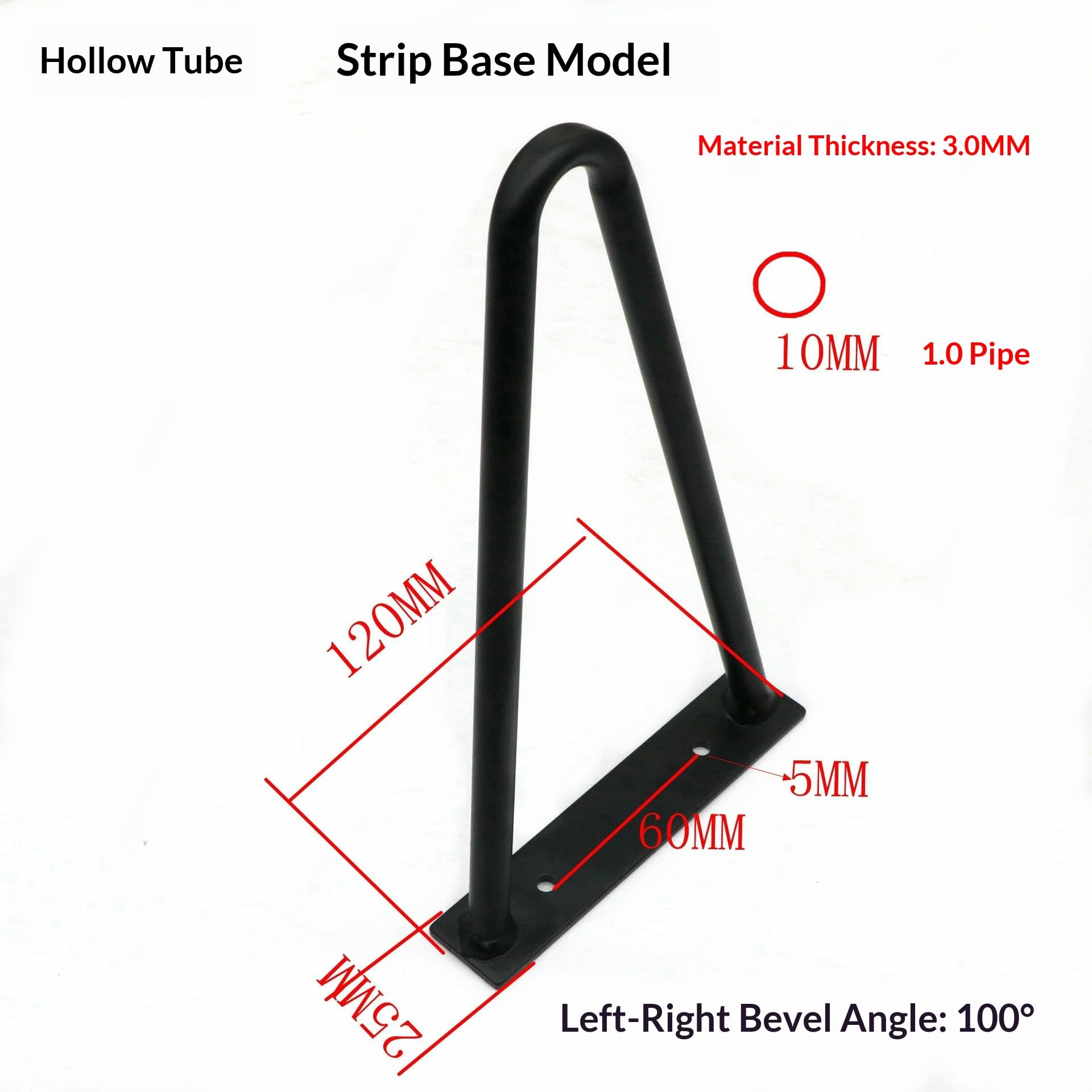 Piedini per letto 4 pezzitavolo in ferro Nere 15cm | Gambe per tavolo a forma di U realizzate con tubi di filo cavo, utilizzate per progetti fai-da-te