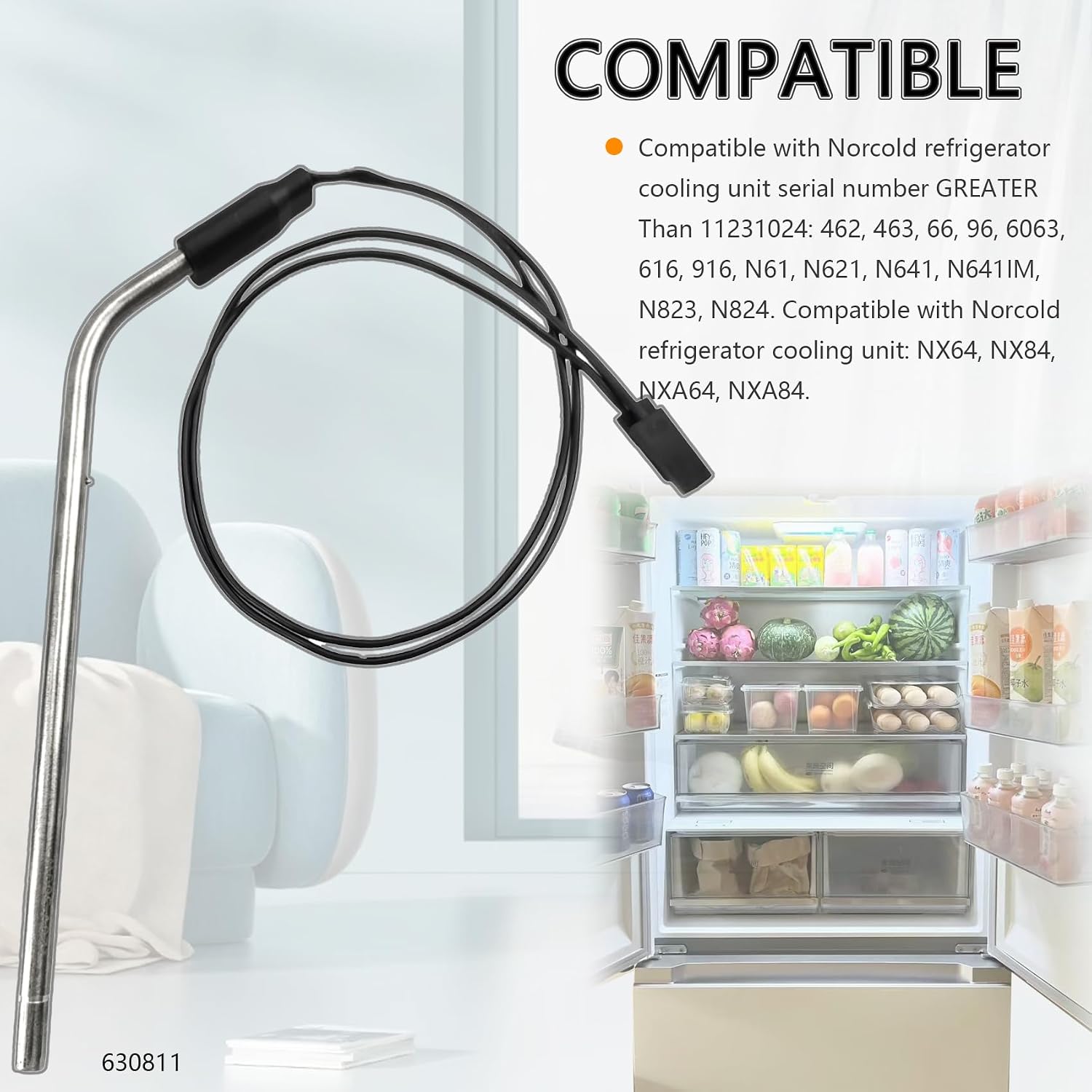 630811 Norcold RV Refrigerator Heater Heating Element (120V Ac 300W), Replaceable N1095 N61 N62 N64 N81 N82 N84 NX64 NX84 NXA64 NXA84 Series, Norcold Heating Element, Pack of 1