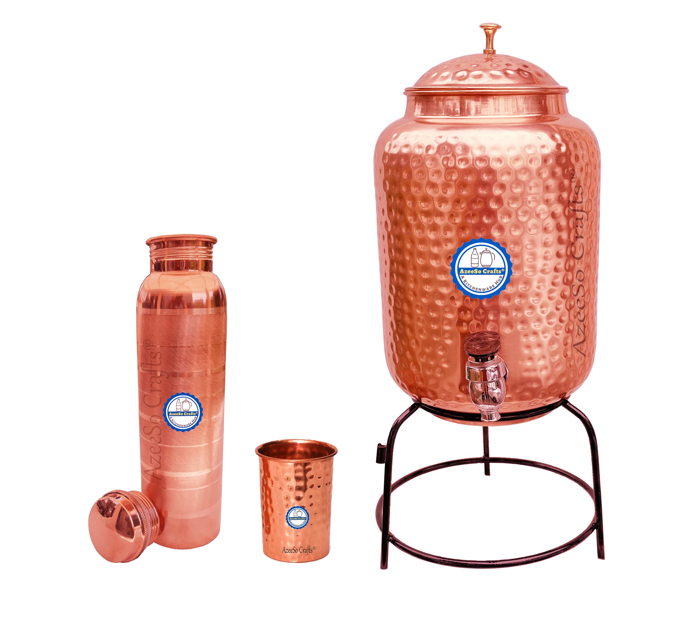 Buy AzeeSo Crafts Jointless Pure Copper Water Dispenser Matka Pot