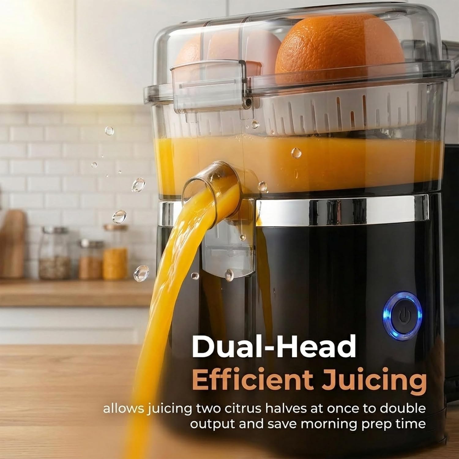 Exprimidor cítricos eléctrico doble cabezal, exprimidor naranjas 3 en 1