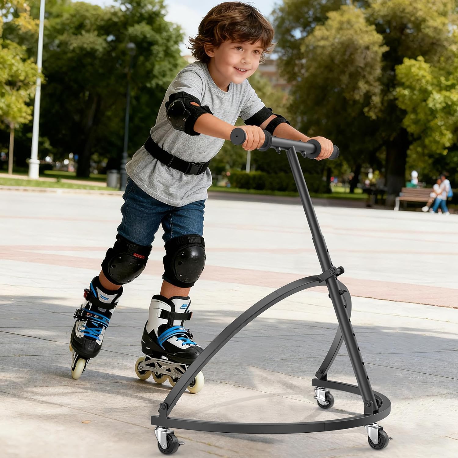 IMAYCC Skate Aid for Kids, Roller Skate Trainer for Kids Toddler Adjustable Height Outdoor Training Walker
