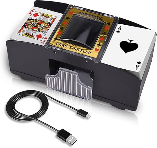 AOPER Barajador automático de cartas, máquina electrónica de barajar cartas de póquer de casino, mezclador de cartas de plástico a pilas, 246