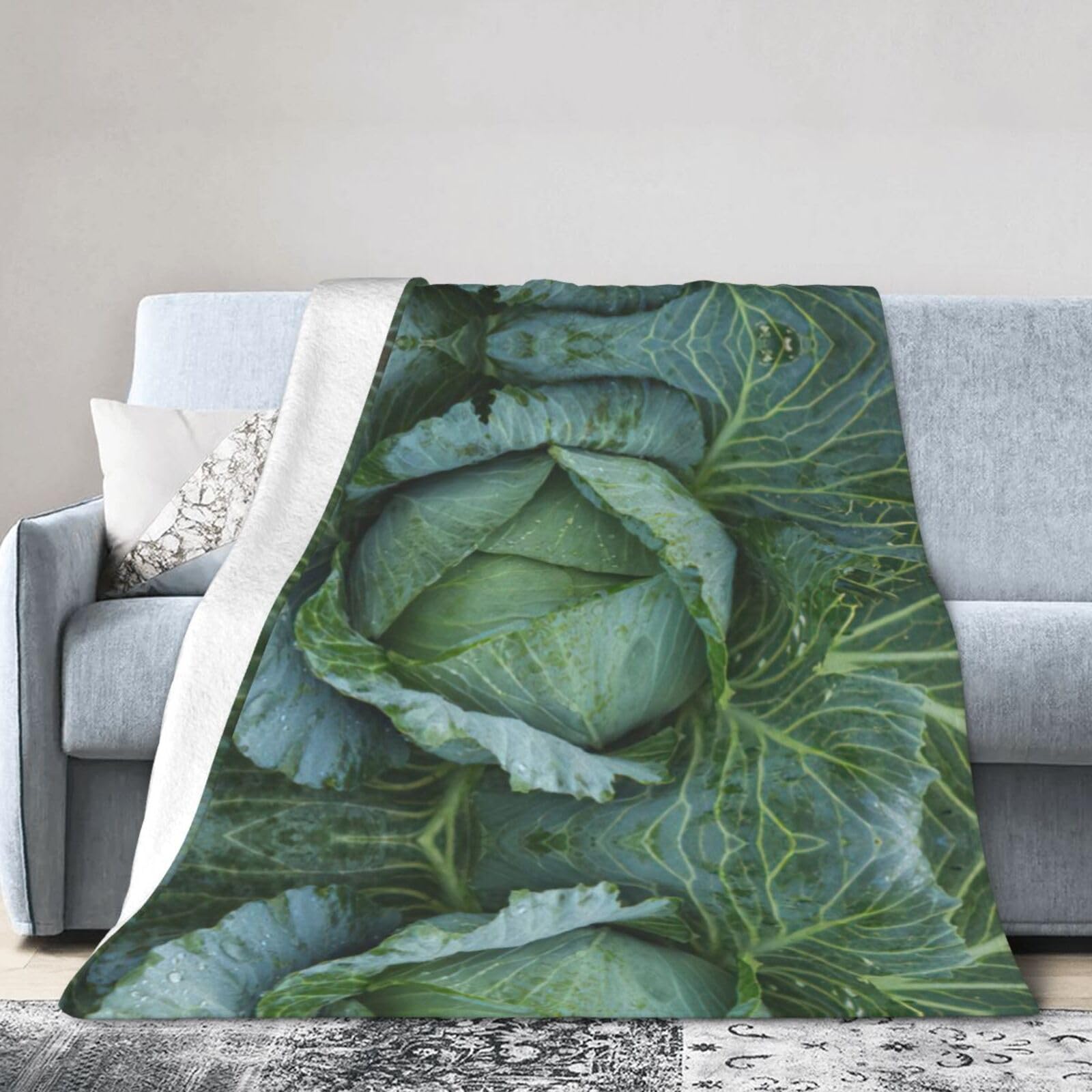 Uusnwaa Soft Cosy Fleece Warm Throw Bright Cabbage Print Blanket