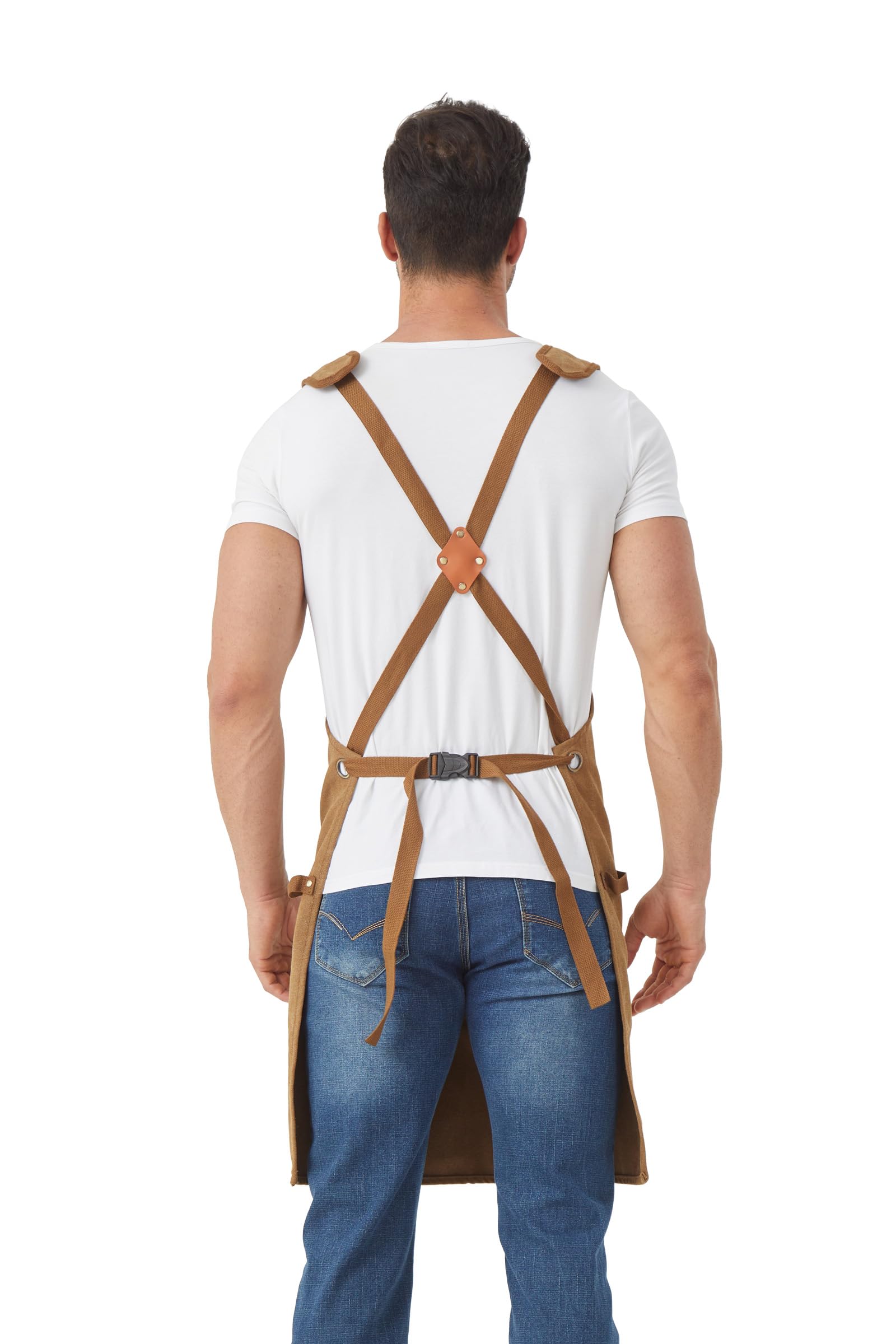 Nanxson Männer Segeltuch Schürzen wasserdicht Arbeitsschürzen, Werkzeugschürze mit Taschen für Garten, Industrie, Malen