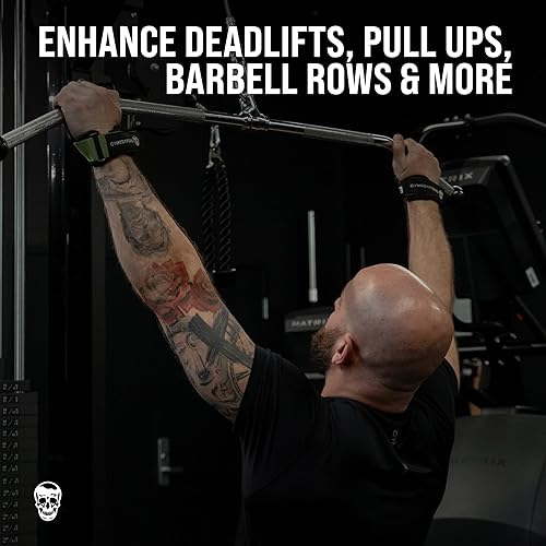 Miniatura 4 de Gymreapers Empuñaduras de levantamiento de pesas (par) para levantamiento de pesas pesado, peso muerto, filas, dominadas, con muñequeras acolchadas