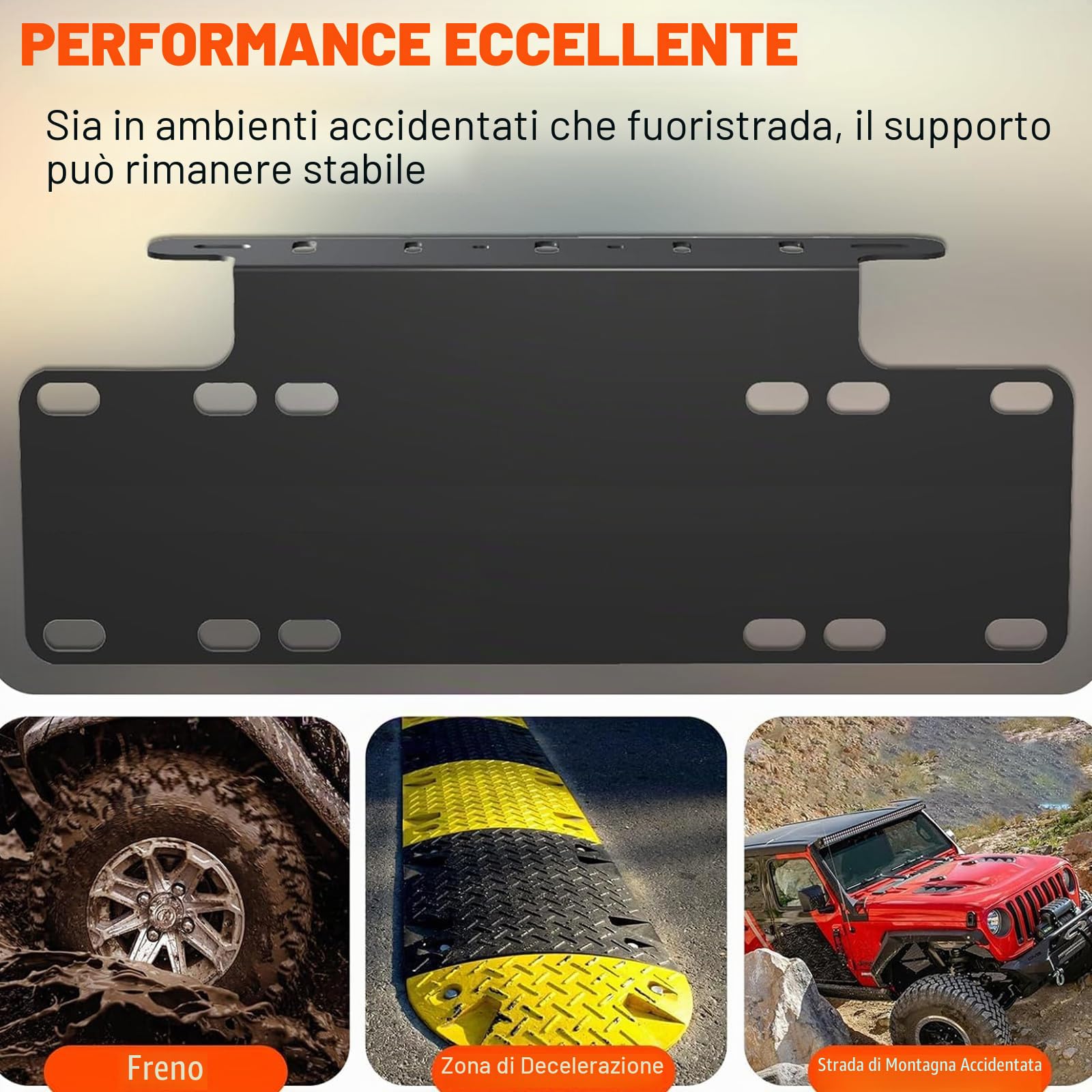 Willpower Universale Staffa Targa Nero Bull Bar Paraurti Anteriore per Faretti LED Faro da Lavoro a LED Targa della Luce Portatarga per 4x4 Fuoristrada Camion Offroad