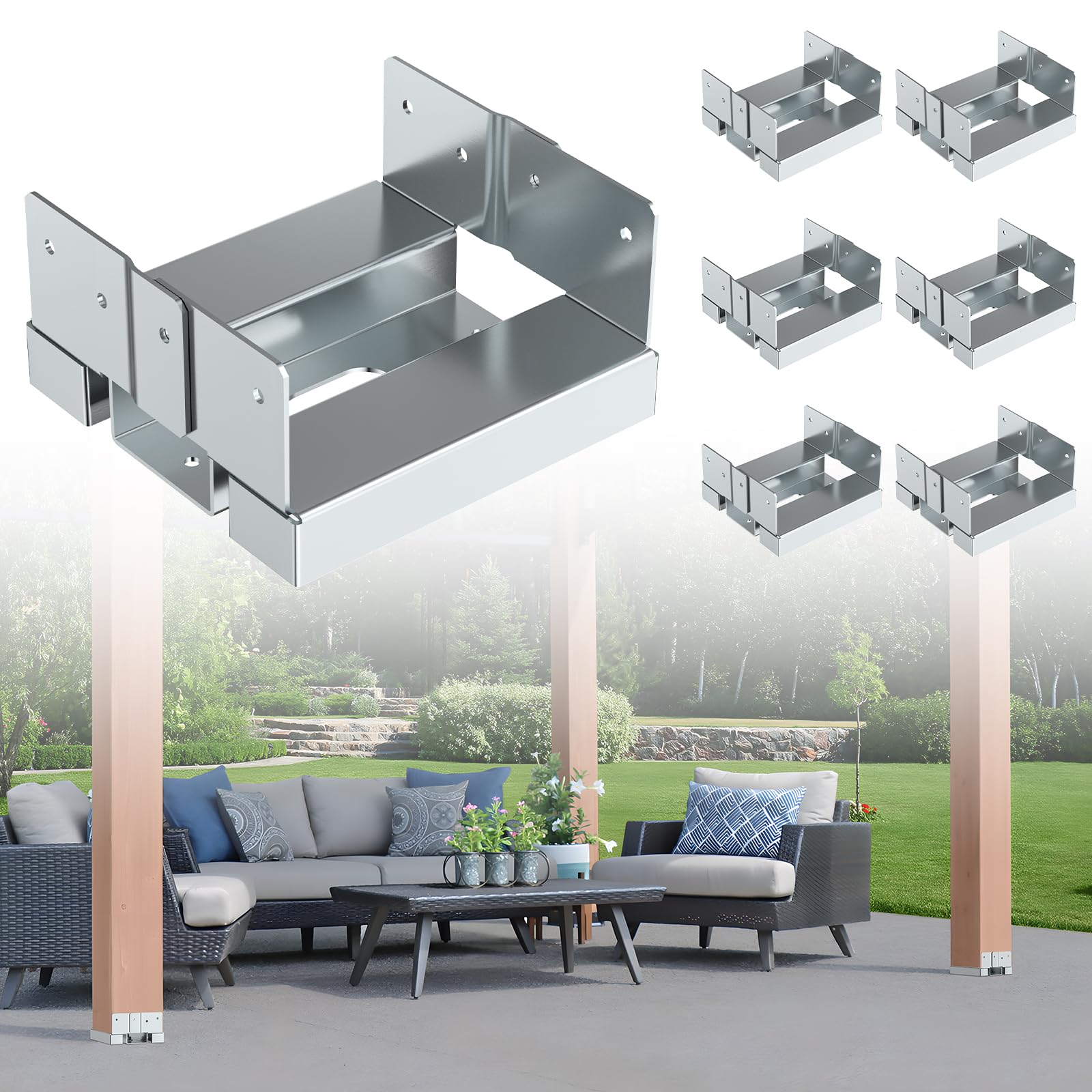 FMhotu Galvanized Post Base for Concrete, Adjustable Aluminum-zinc Plated Steel Deck Post Anchor Base,Post Base Holder with 1" Standoff for Deck
