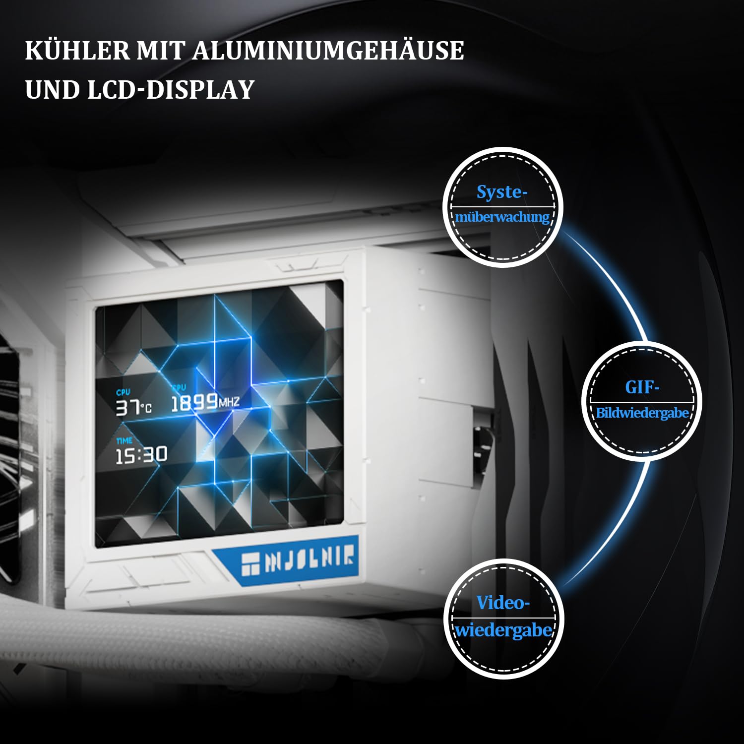Thermalright Mjolnir Vision 360 UB PRO ARGB White Aio - Refrigeratore a liquido per CPU, schermo IPS con risoluzione 640 x 480, schermo LCD da 3,5 pollici ad assorbimento magnetico, per AM5/LGA1851