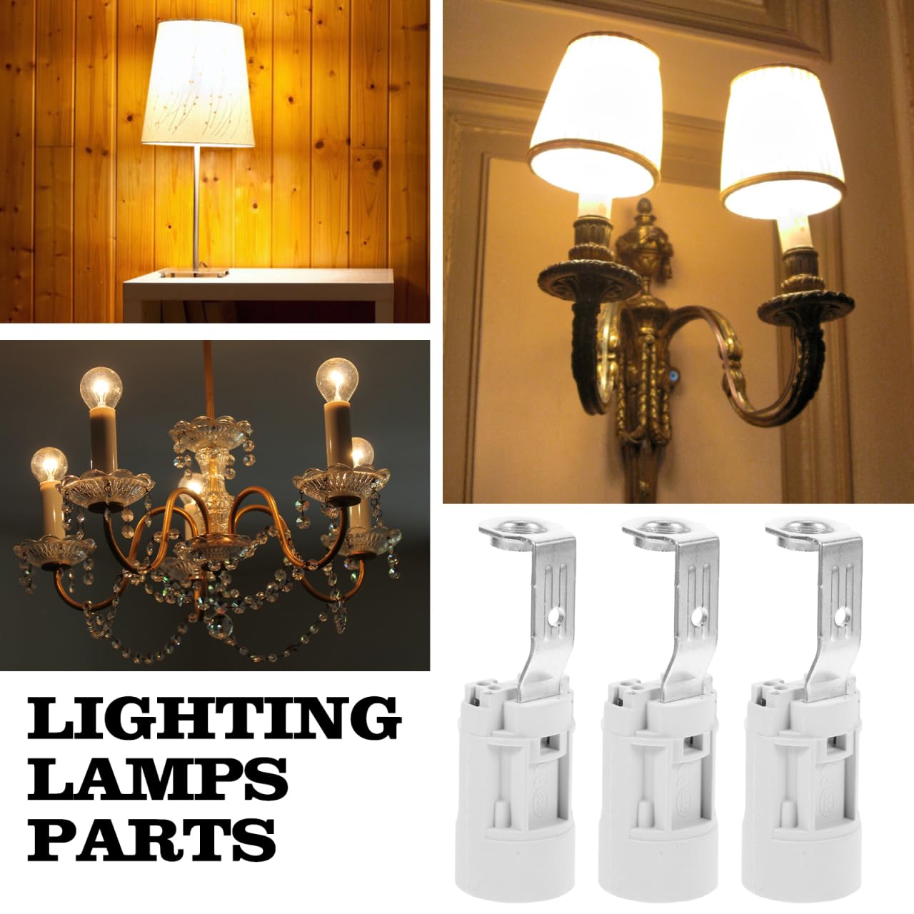 E14 Lamp Socket, Screw Base Light Bulb Socket Holder with Bracket