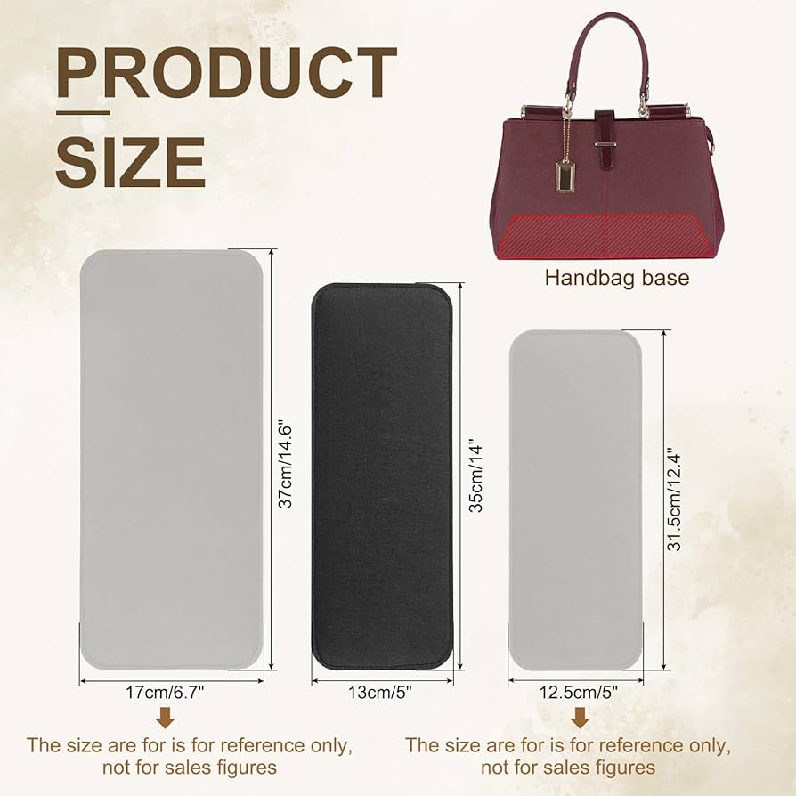 PATIKIL Felt Base Shaper 14x5 Inch, 2Pcs Bag Bottom Shaper Pad Purse Liner Board Insert Arc Corner For Handbags Tote Crossbody Bag Backpack, Brown
