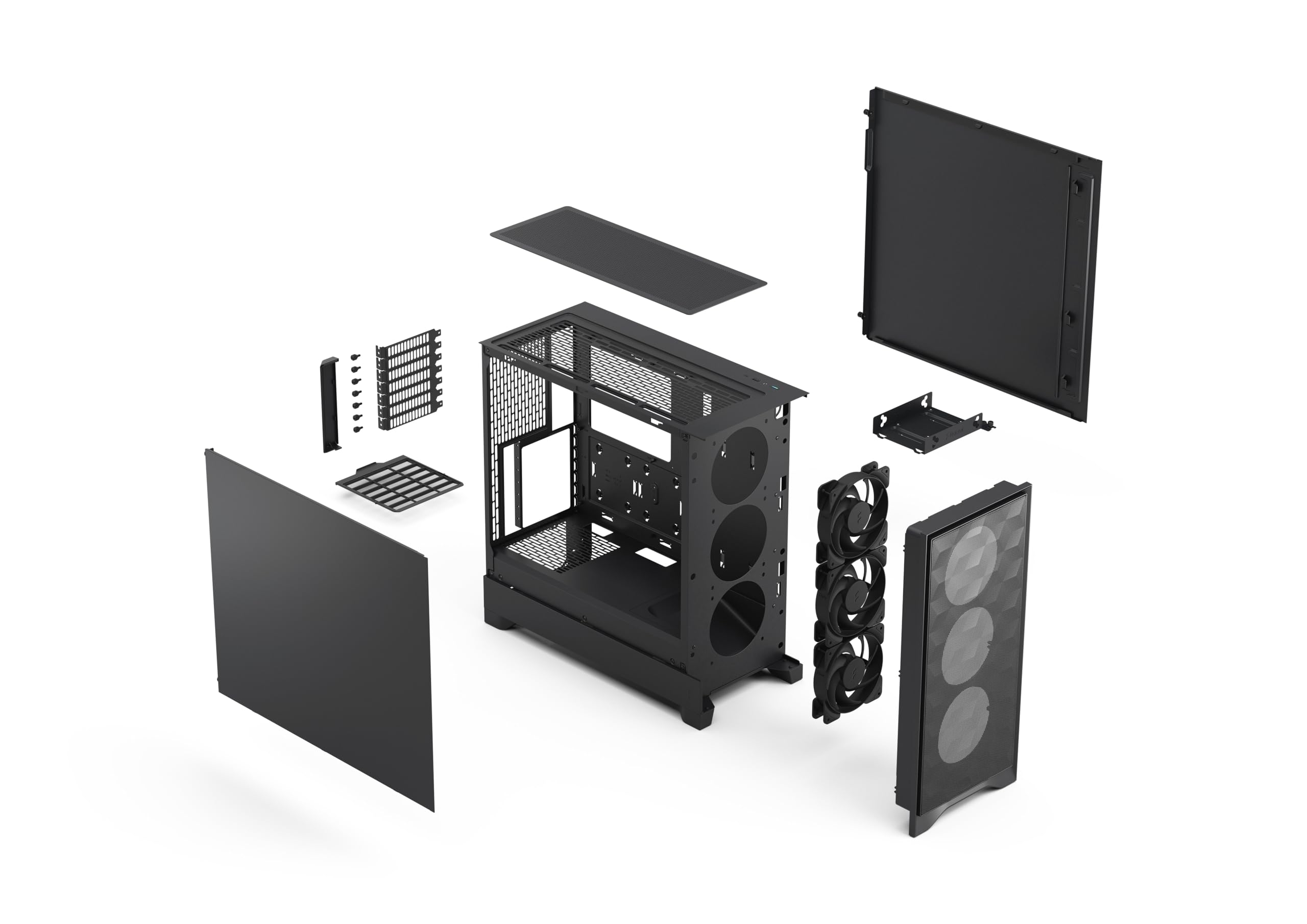 Fractal Design Pop 2 Air Black Solid – Caja de PC Gaming con Flujo de Aire de Alto Rendimiento – Panel Frontal de Malla – Tres Ventiladores de 120 mm incluidos – Interior Espacioso – ATX/mATX/ITX