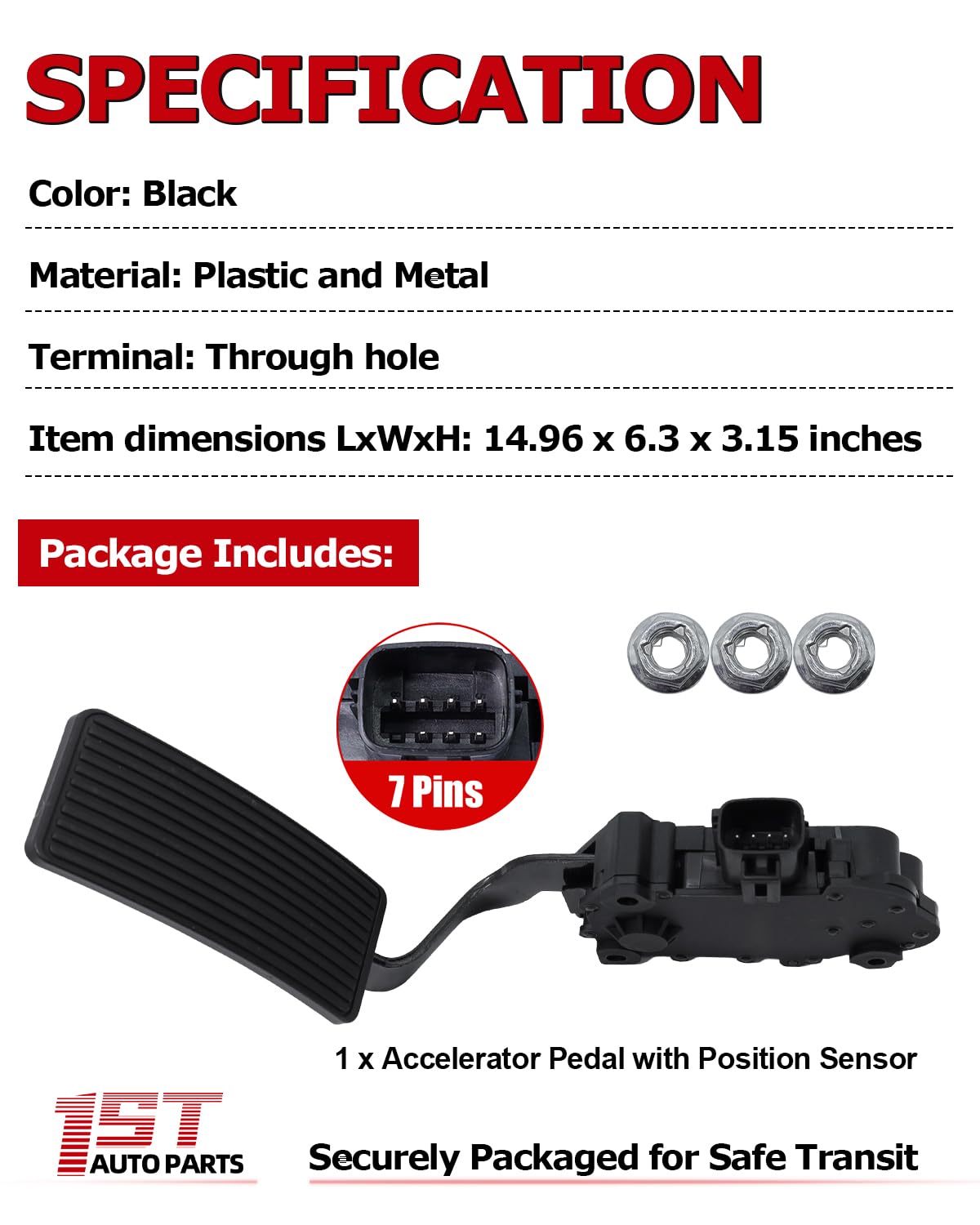 1ST 5C3Z9F836D Accelerator Pedal with Position Sensor Assembly Compatible with Ford F250 Super Duty F350 Super Duty F450 Super Duty F550 Super Duty 2005 2006 2007, Replaces OE: 8C3Z9725A 699136