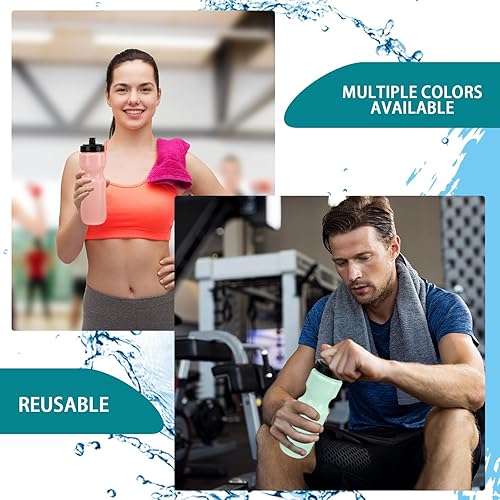 Miniatura 6 de 6 botellas de agua deportivas a granel reutilizables de 22 onzas, botellas de agua deportivas de plástico en blanco con tapa superior para niños y