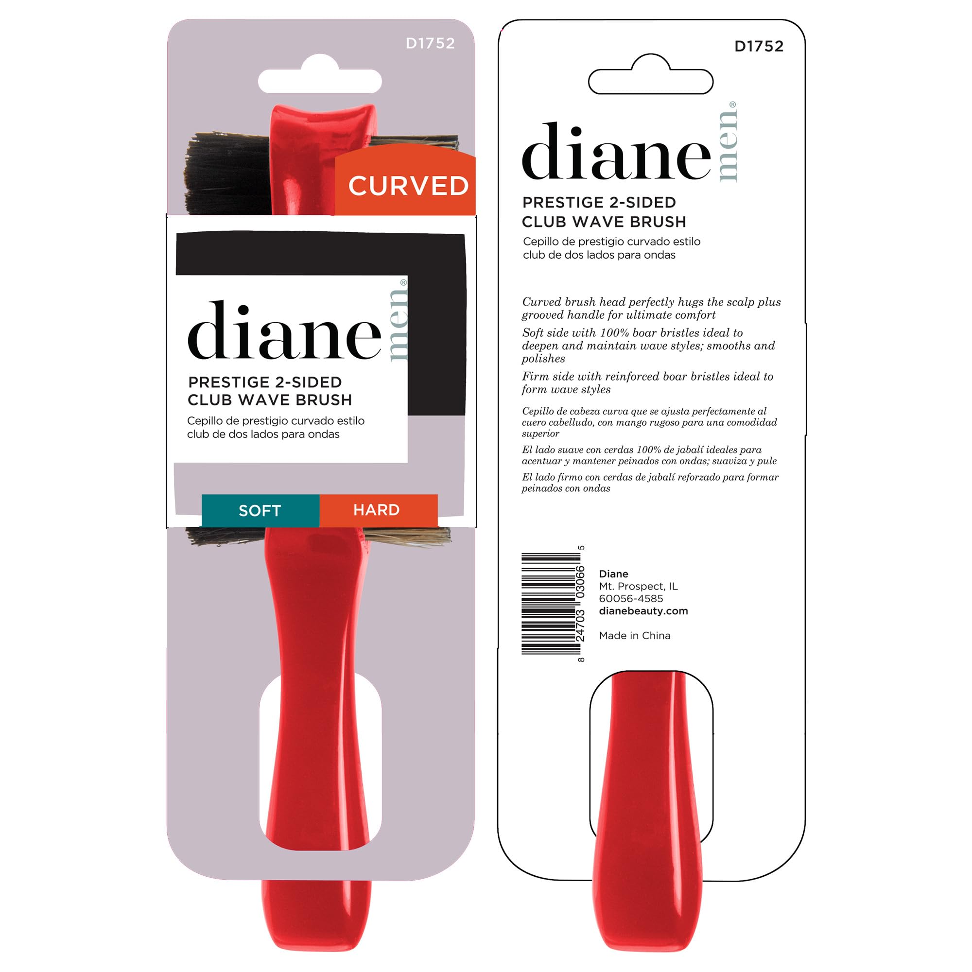 Amazon.com : Diane Prestige 2-Sided Club Wave Brush, D1752